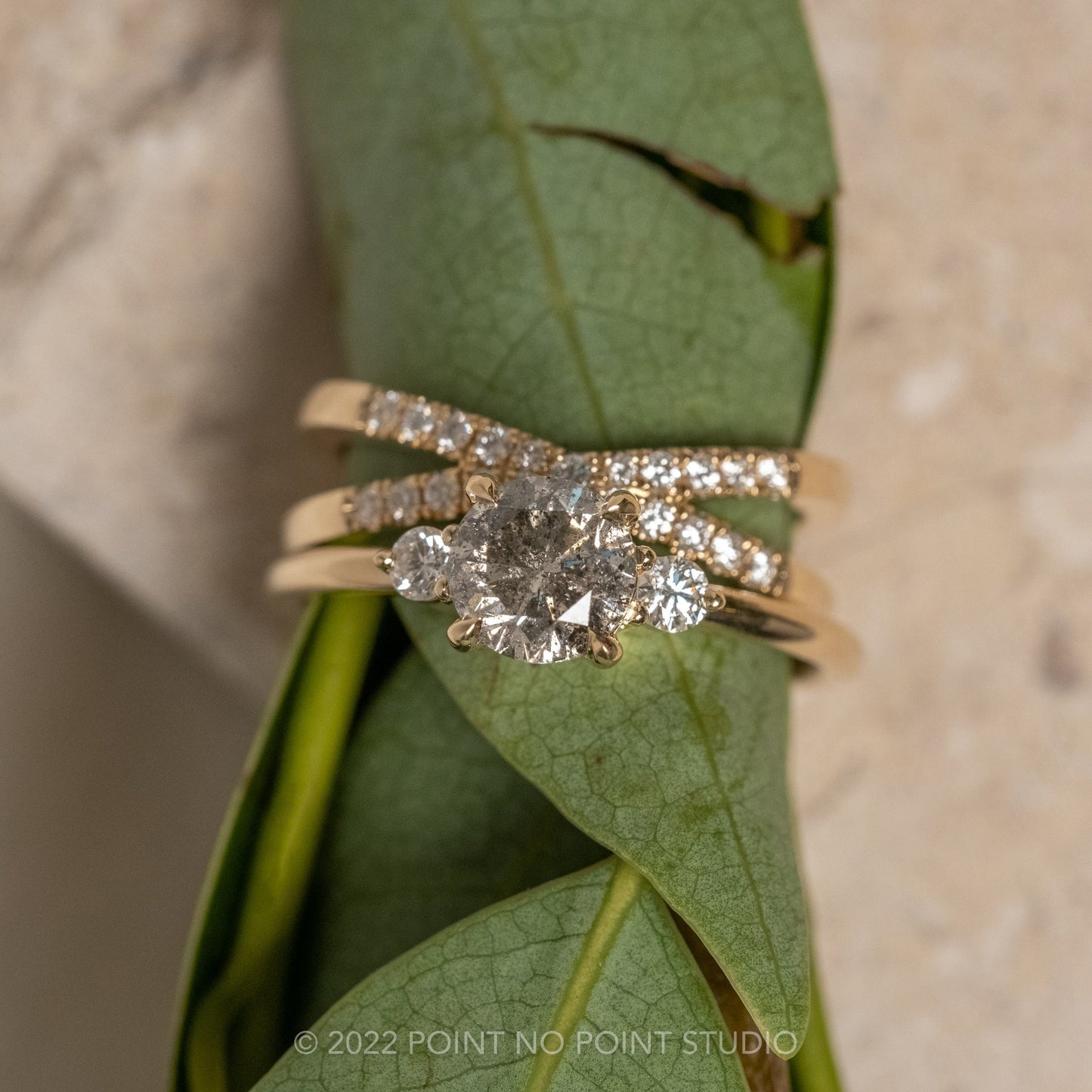 1.15 Carat Salt and Pepper Round Diamond Engagement Ring, Zoe Setting