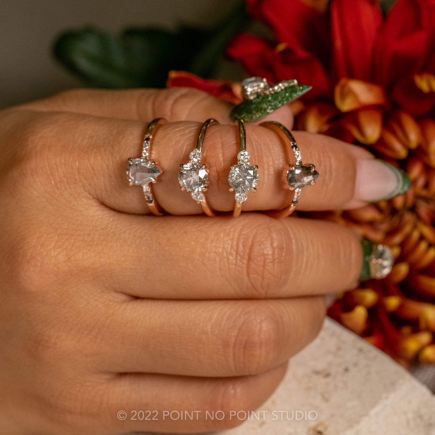 1.13 Carat Salt and Pepper Round Diamond Engagement Ring, Zoe Setting