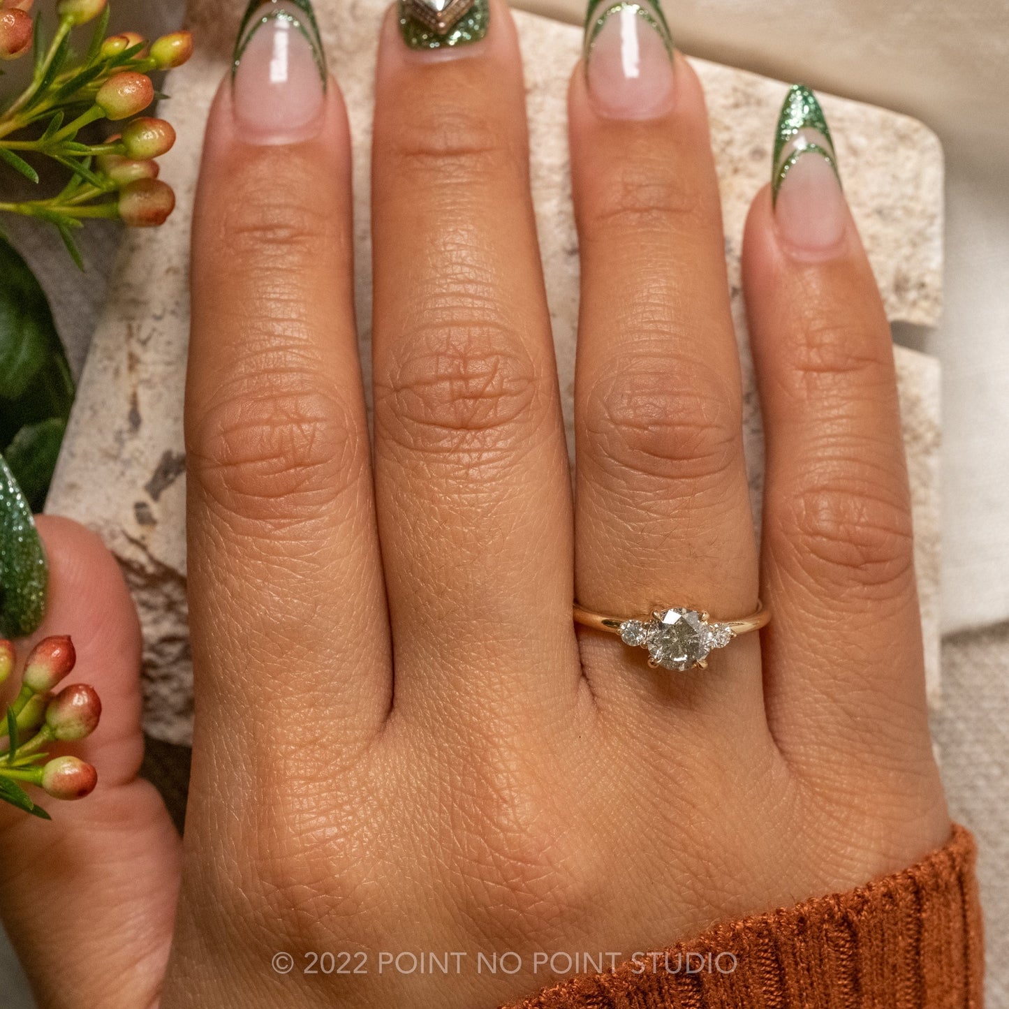 1.15 Carat Salt and Pepper Round Diamond Engagement Ring, Zoe Setting