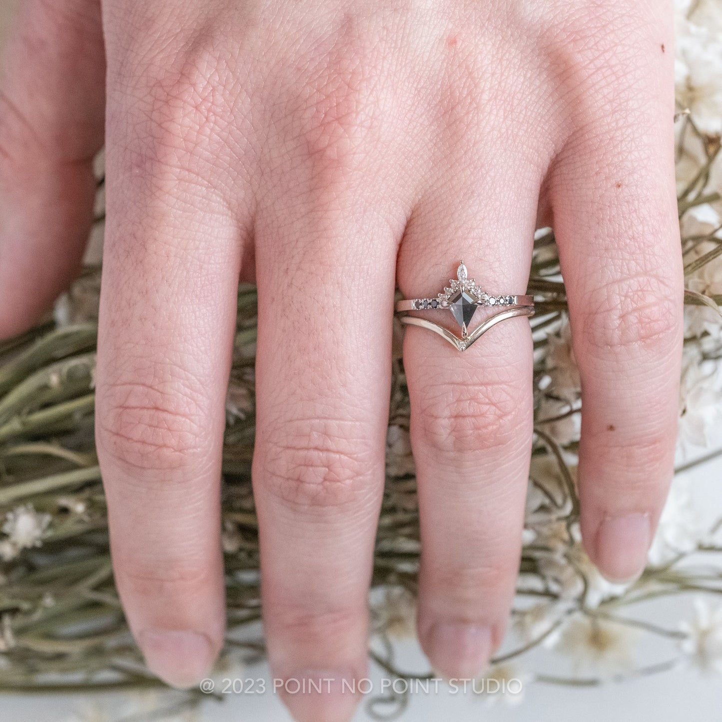.75 Carat Black Kite Diamond Engagement Ring, Avaline Setting