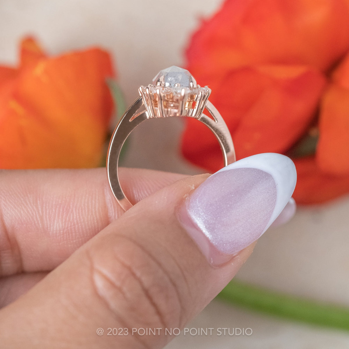 1.77 Carat Icy Salt and Pepper Pear Diamond Engagement Ring, Wren Setting