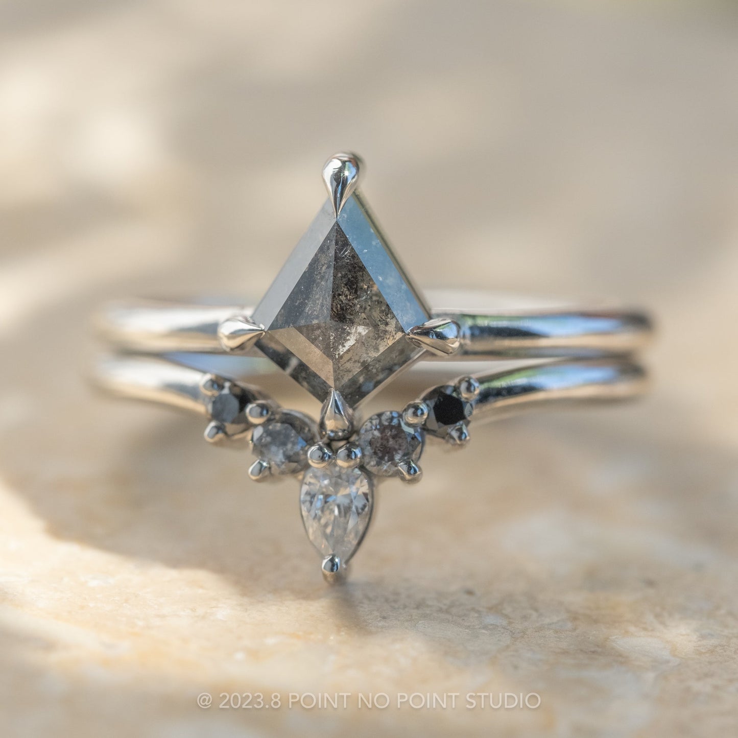 Cassie Wedding Ring, 5 Ombre Diamond, Round Band