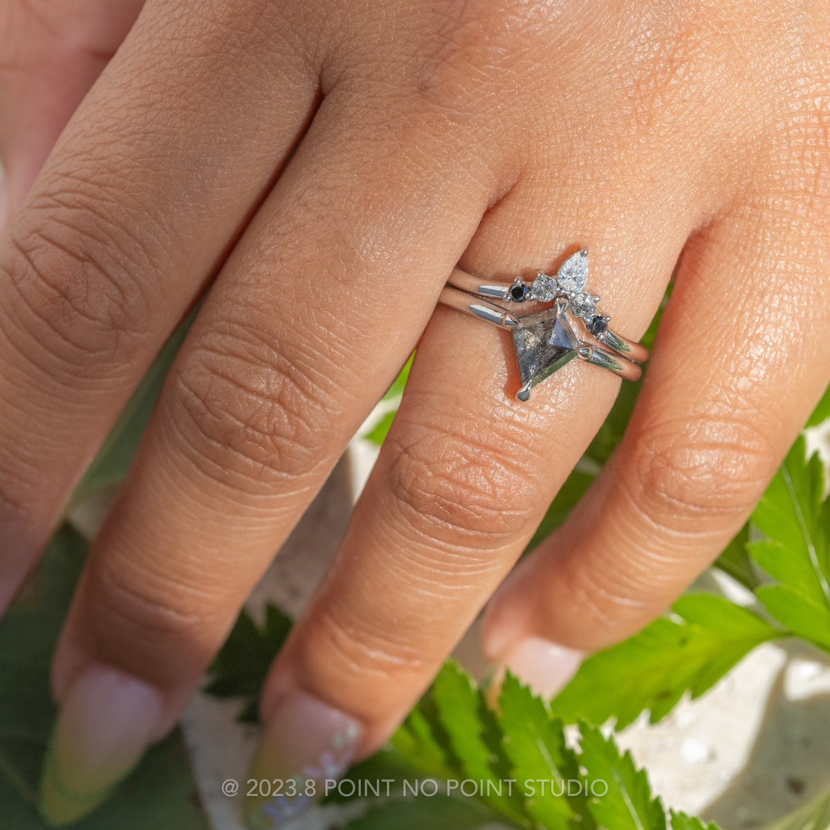 Cassie Wedding Ring, 5 Ombre Diamond, Round Band