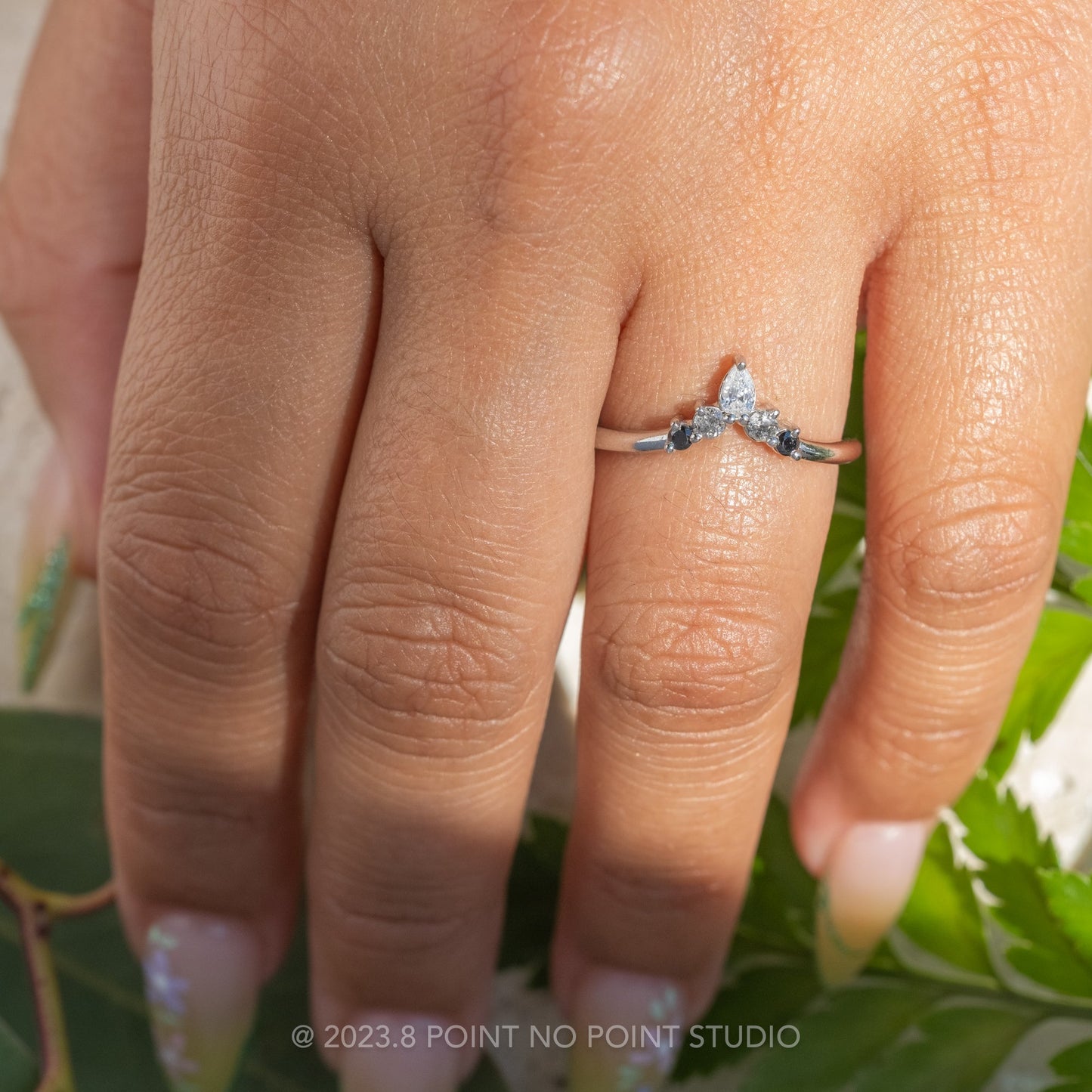 Cassie Wedding Ring, 5 Ombre Diamond, Round Band