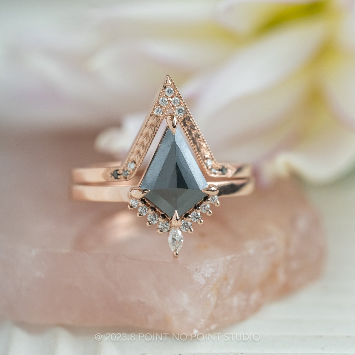 1.70 Carat Black Kite Diamond Engagement Ring, Ava Setting