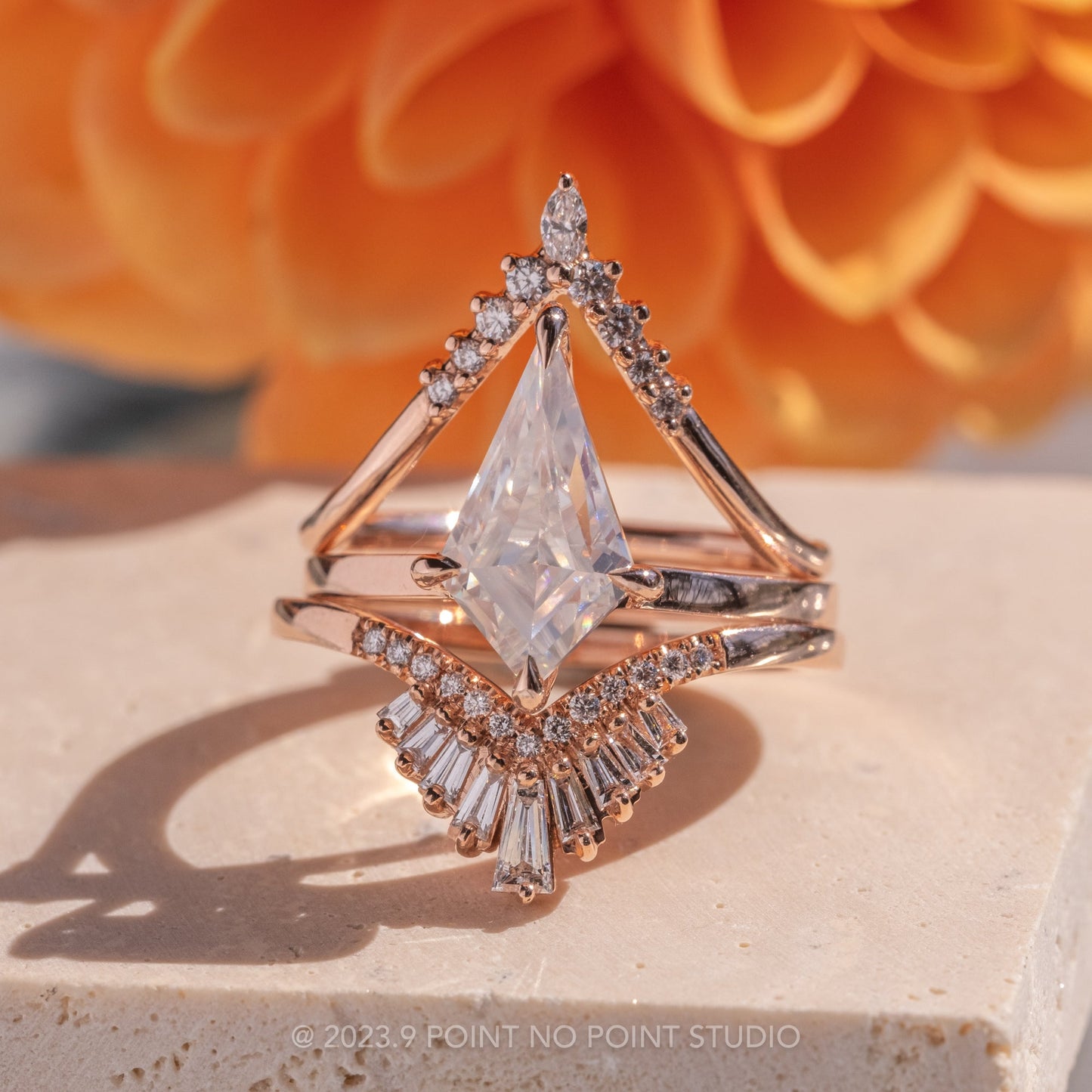 Kite Moissanite Engagement Ring, Lark Setting