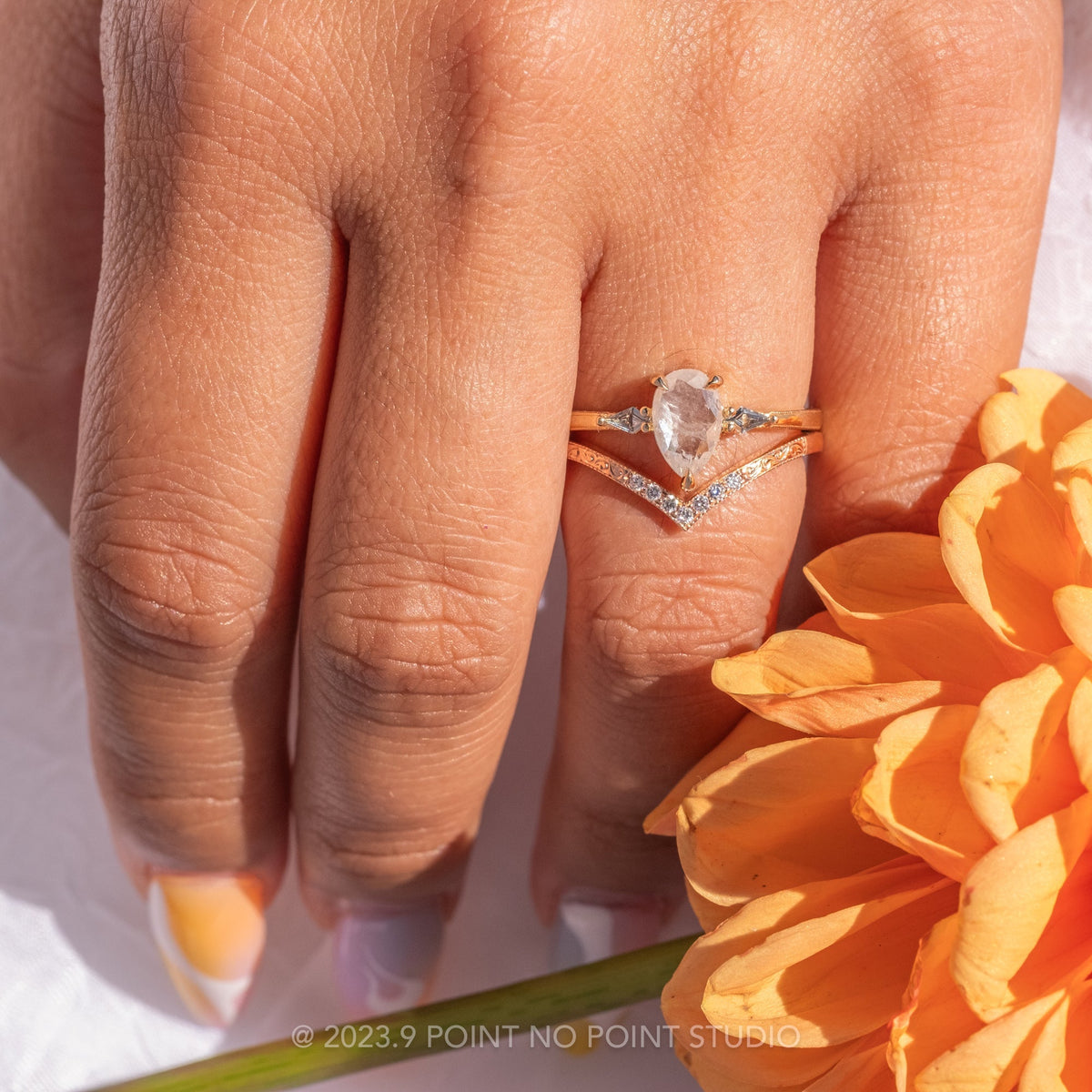 1.31 Carat Icy White Pear Diamond Engagement Ring, Vintage Zoe Setting