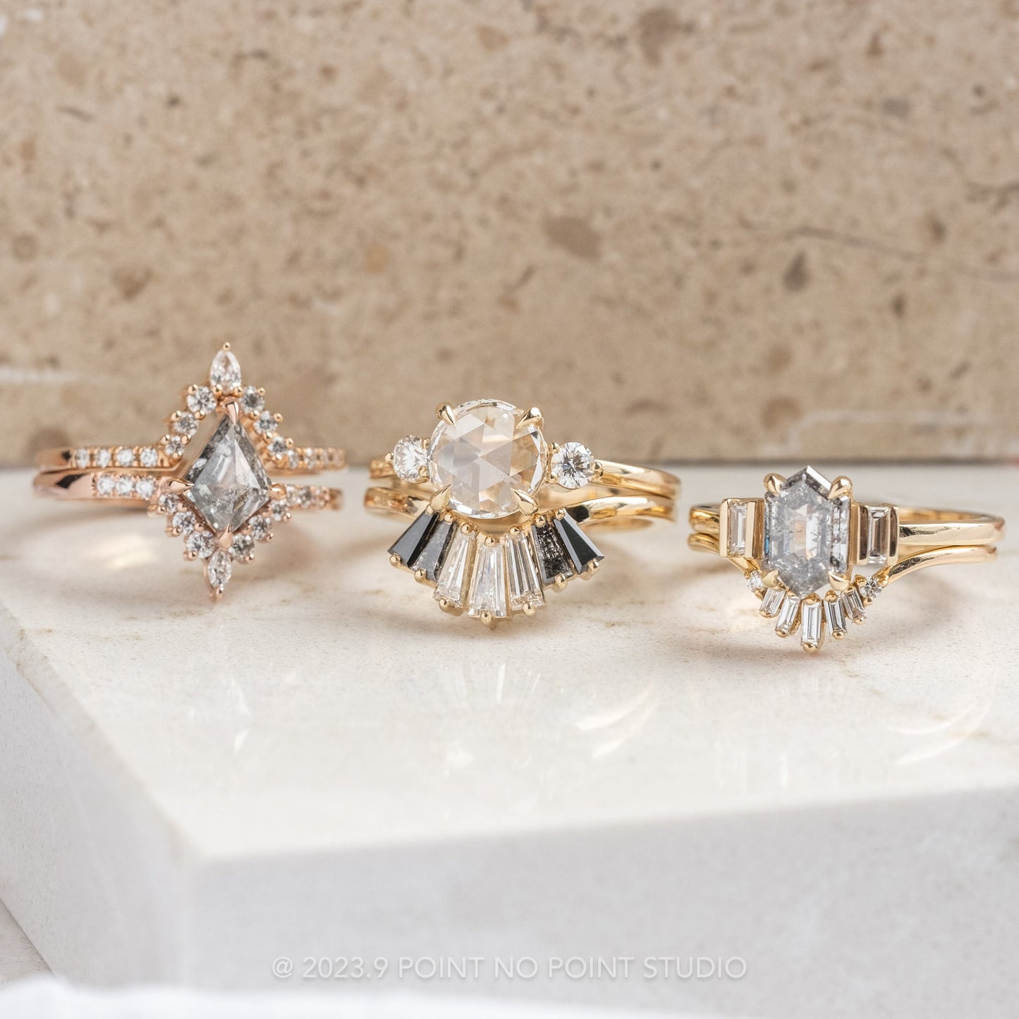 1.37 Carat Clear Round Diamond Engagement Ring, Zoe Setting, 14K Yellow Gold