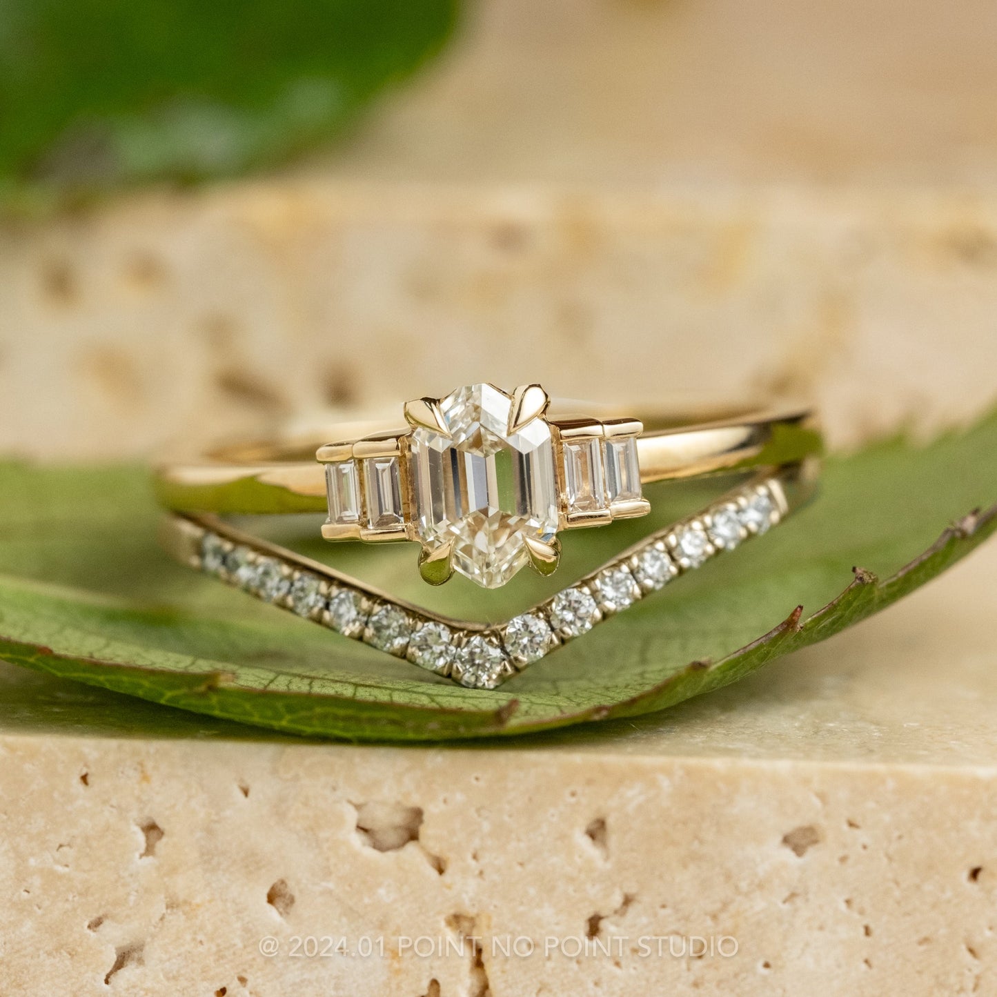 .49 Carat Step Cut Hexagon Diamond Engagement Ring, Betty Setting