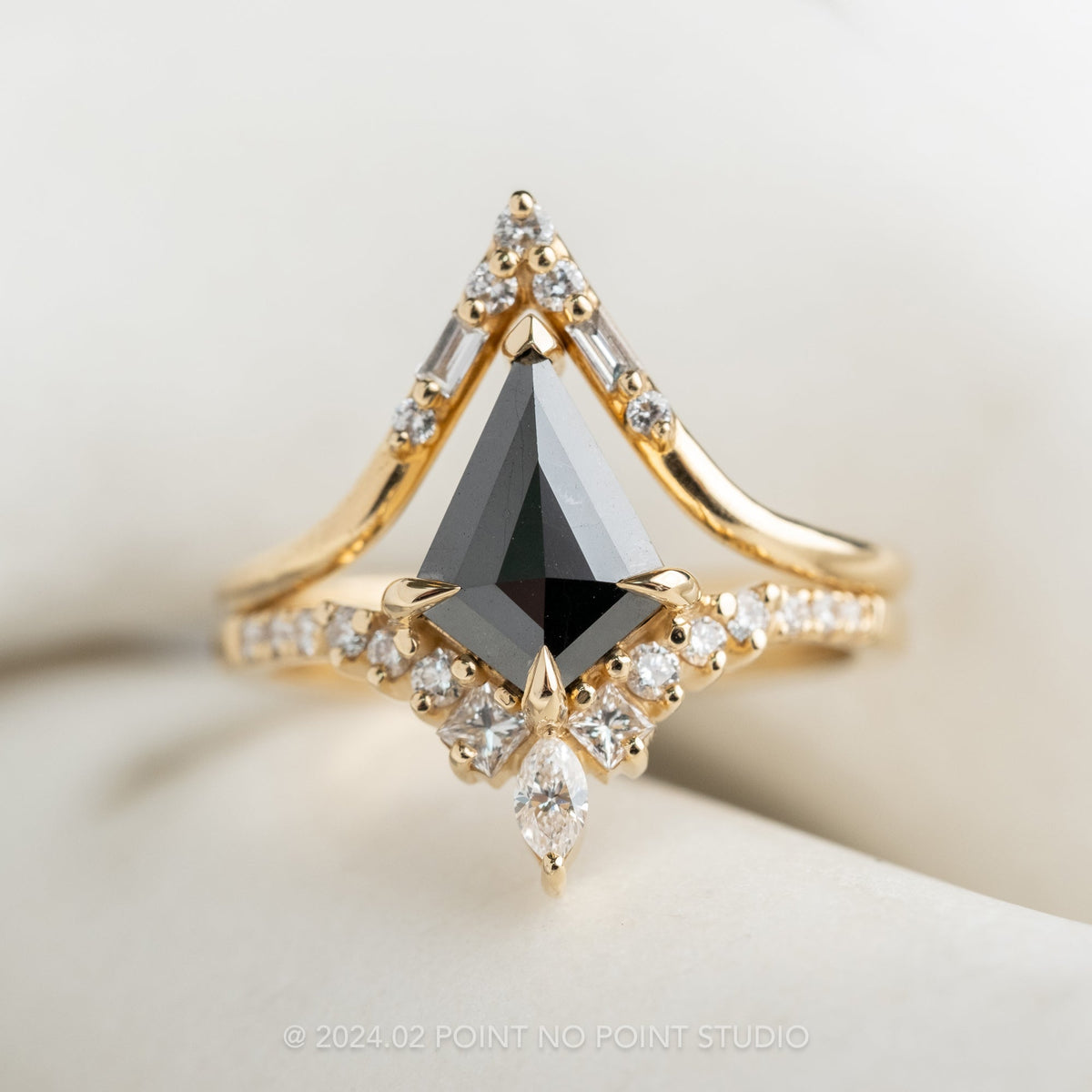 1.57 Carat Black Kite Diamond Engagement Ring, Willa Setting
