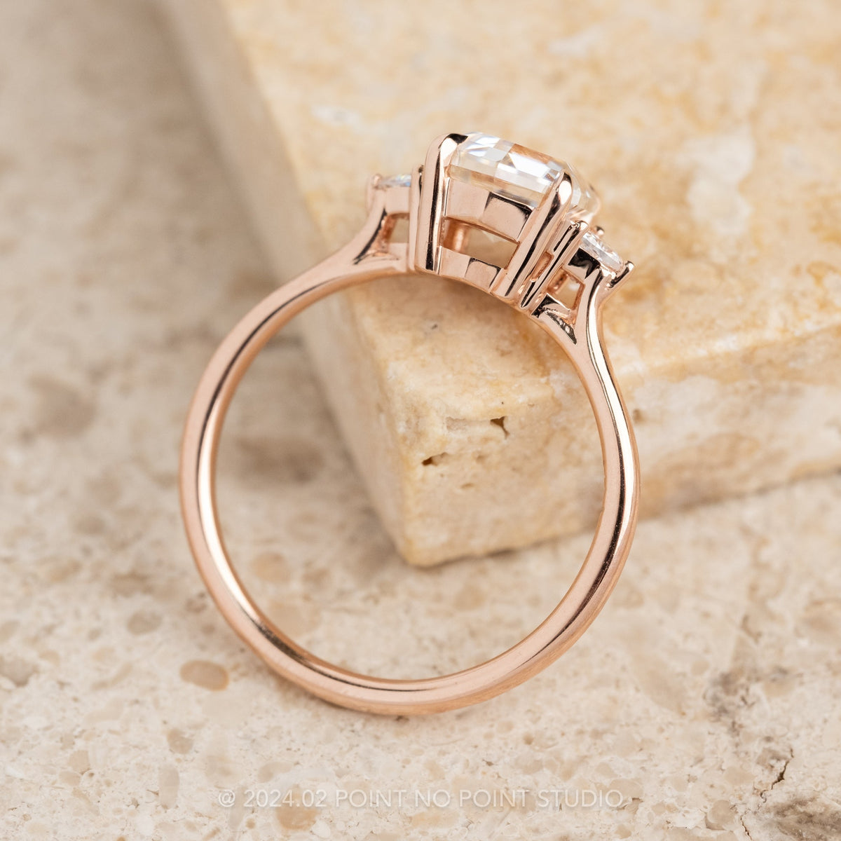 Hexagon Moissanite Engagement Ring, Lea Setting