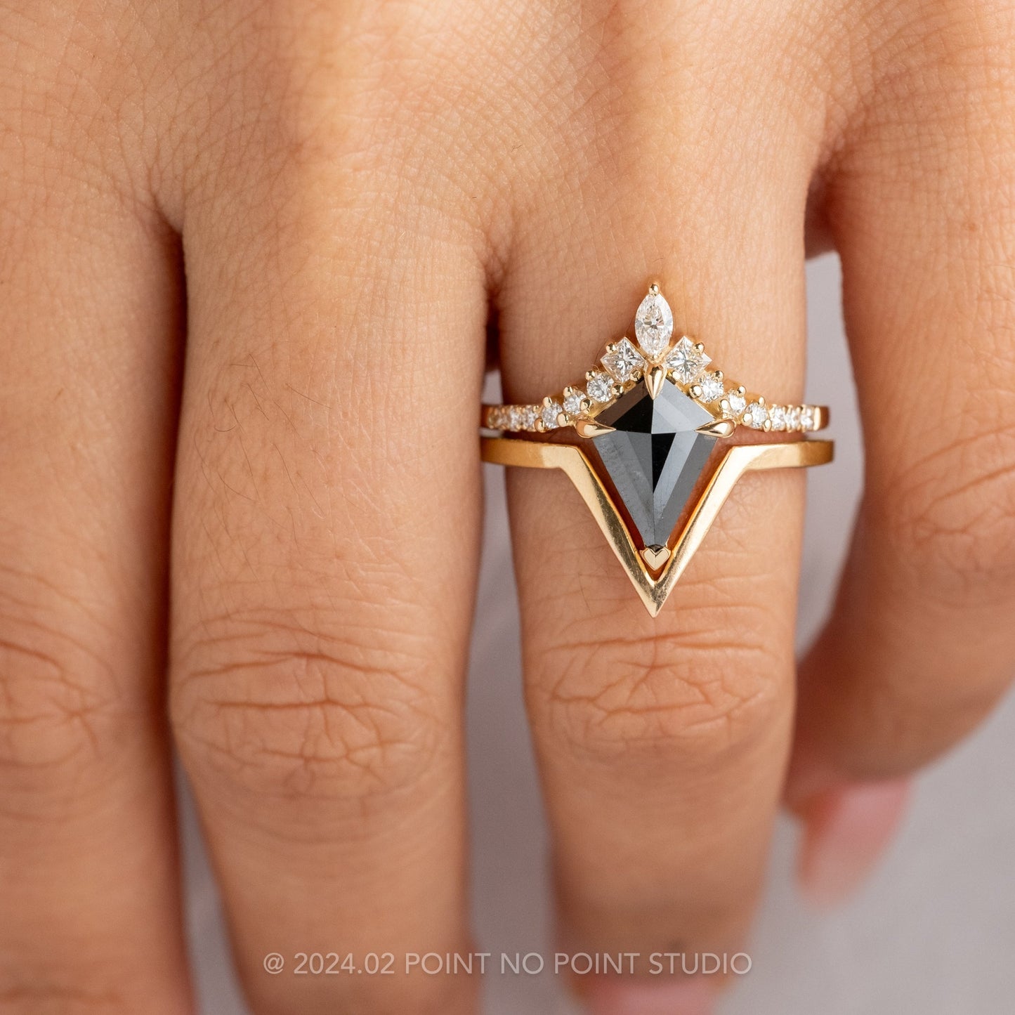 1.57 Carat Black Kite Diamond Engagement Ring, Willa Setting