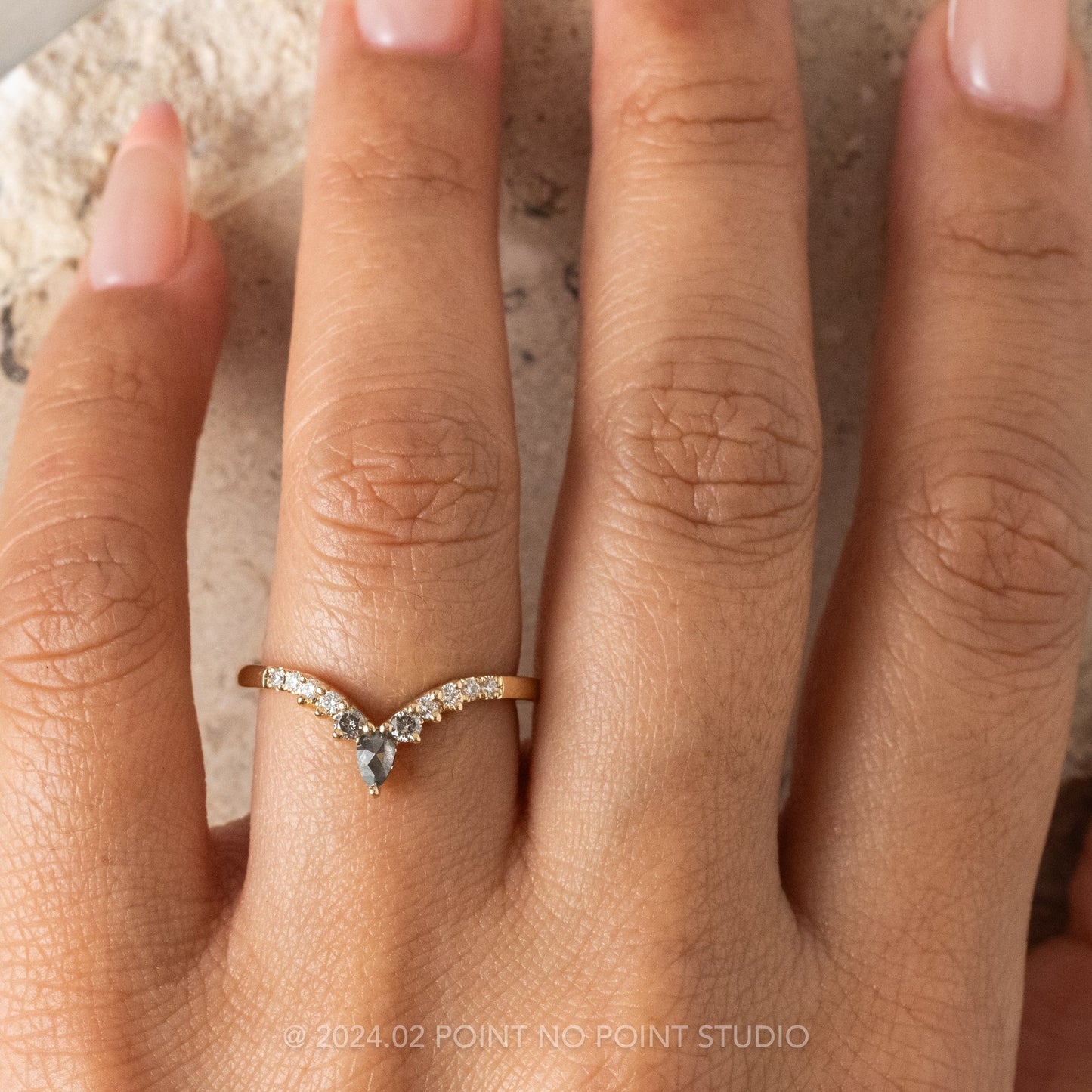 Cassiopeia Wedding Ring, Salt and Pepper and White Diamonds, 11 Diamond