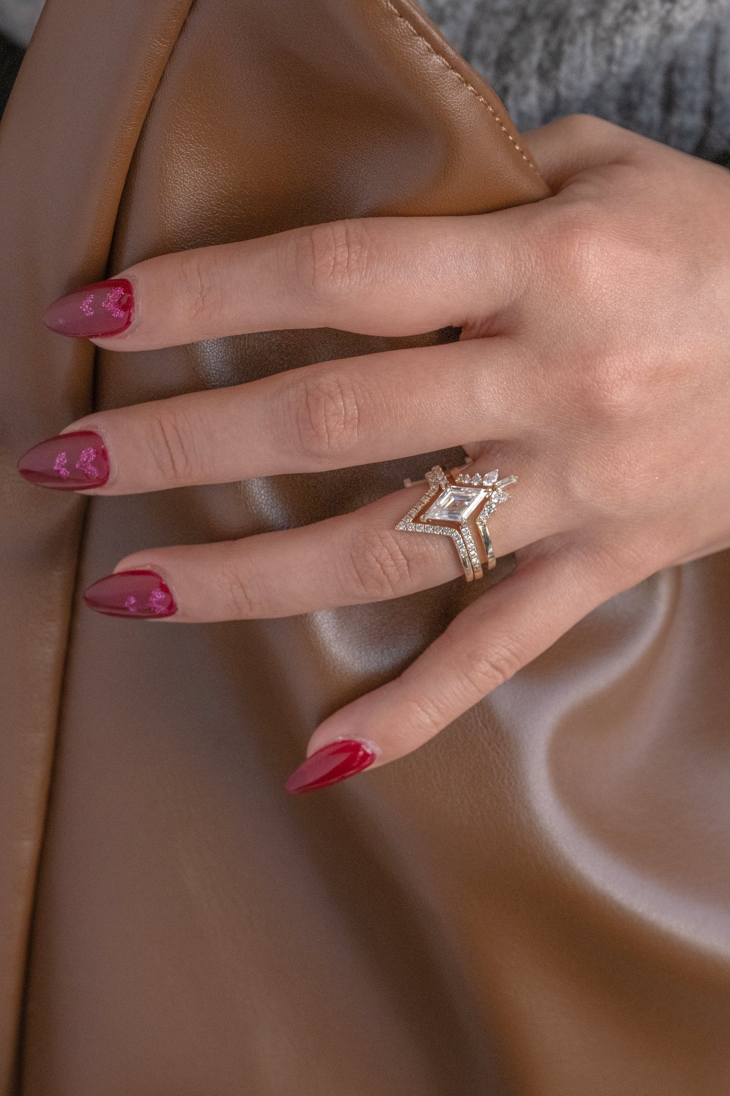 1.30 Carat Lozenge Moissanite Engagement Ring, Lulu Setting