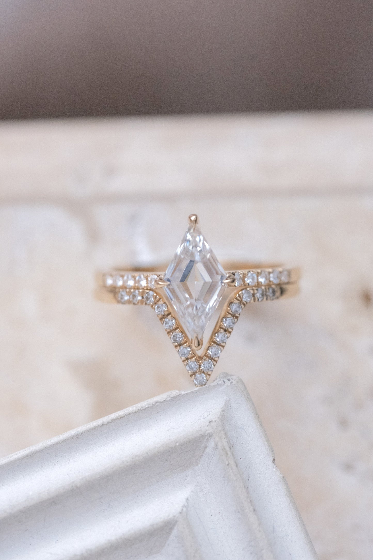 1.30 Carat Lozenge Moissanite Engagement Ring, Lulu Setting