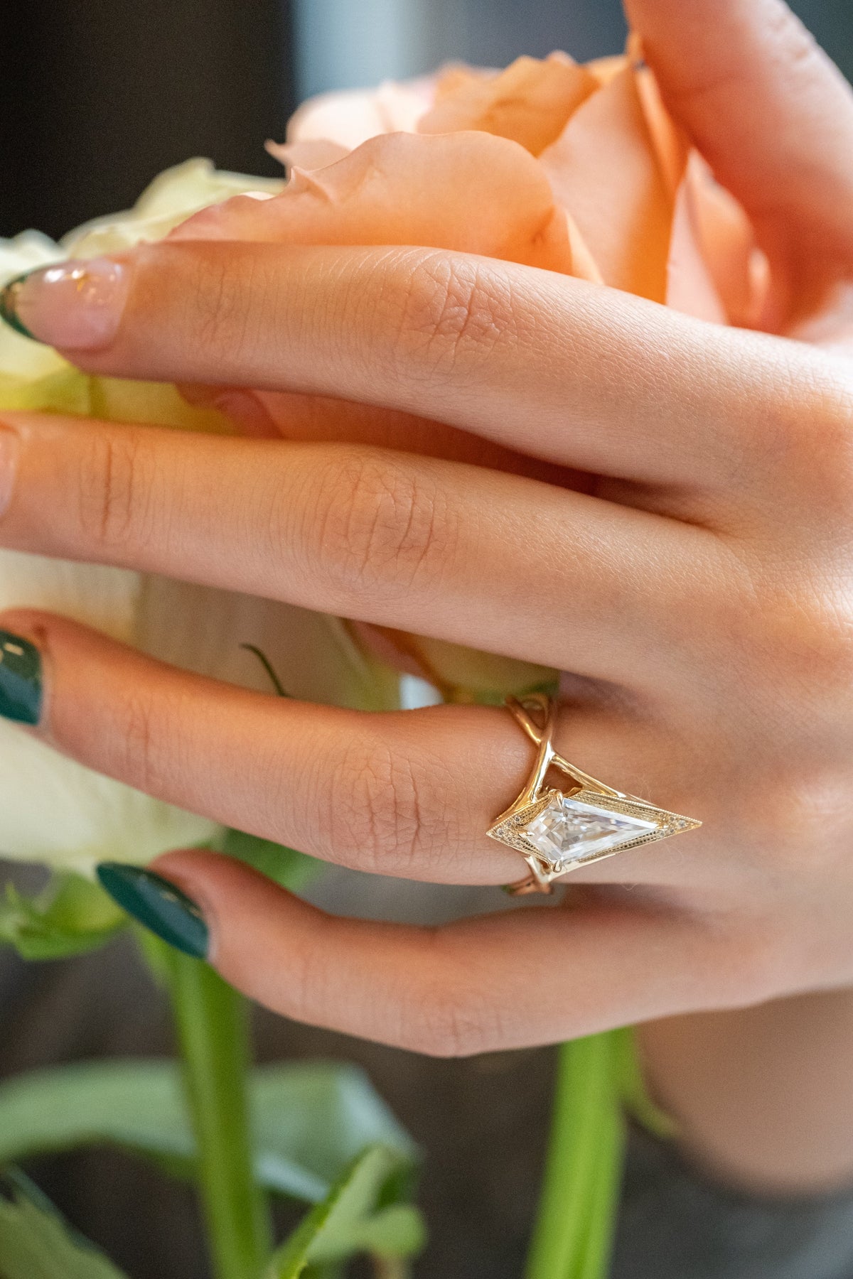 Kite Lab Diamond Engagement Ring, Twisted Arwen Setting
