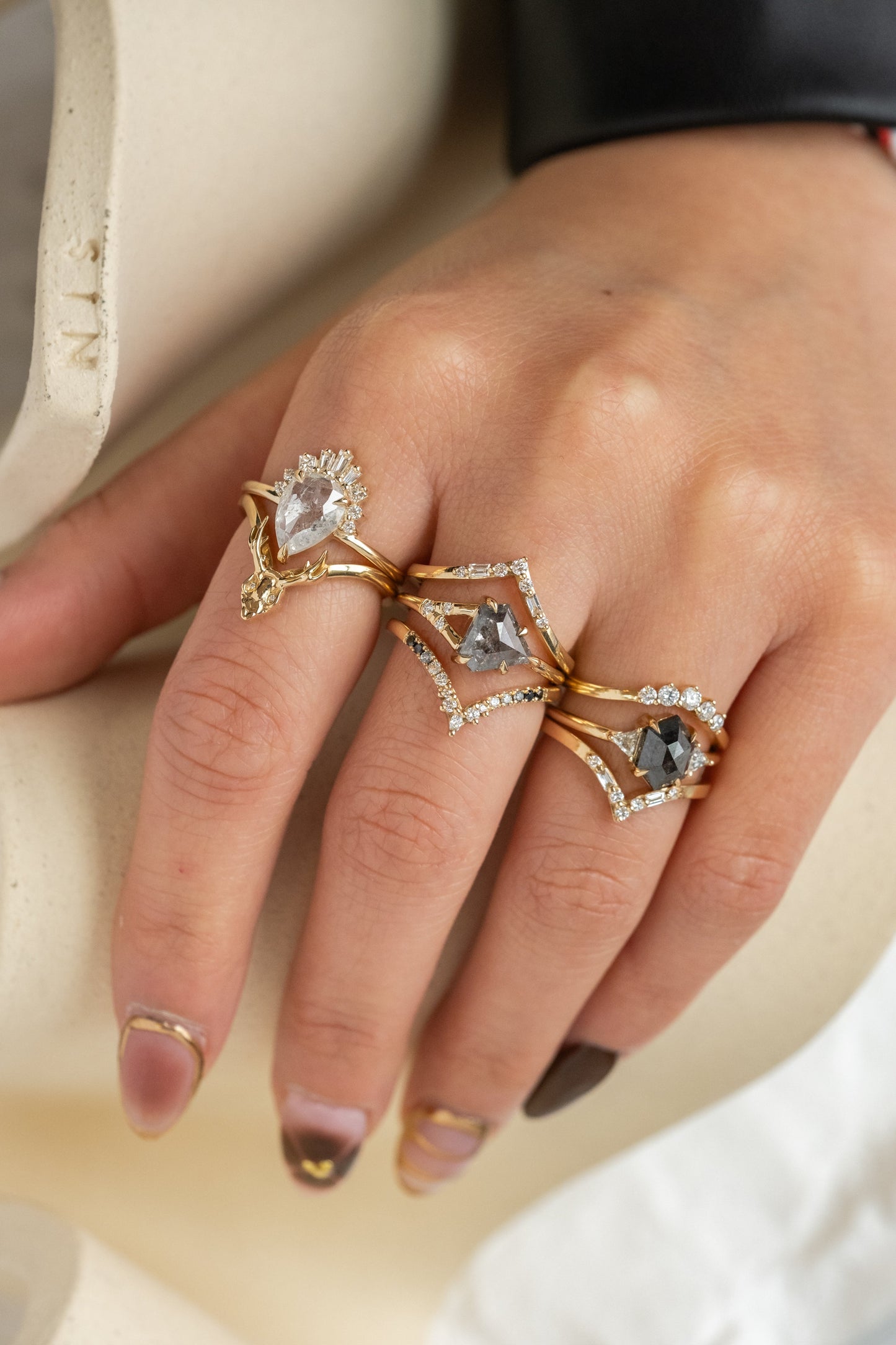 2.32 Carat Icy White Pear Diamond Engagement Ring, Wren Setting, 14K Yellow Gold