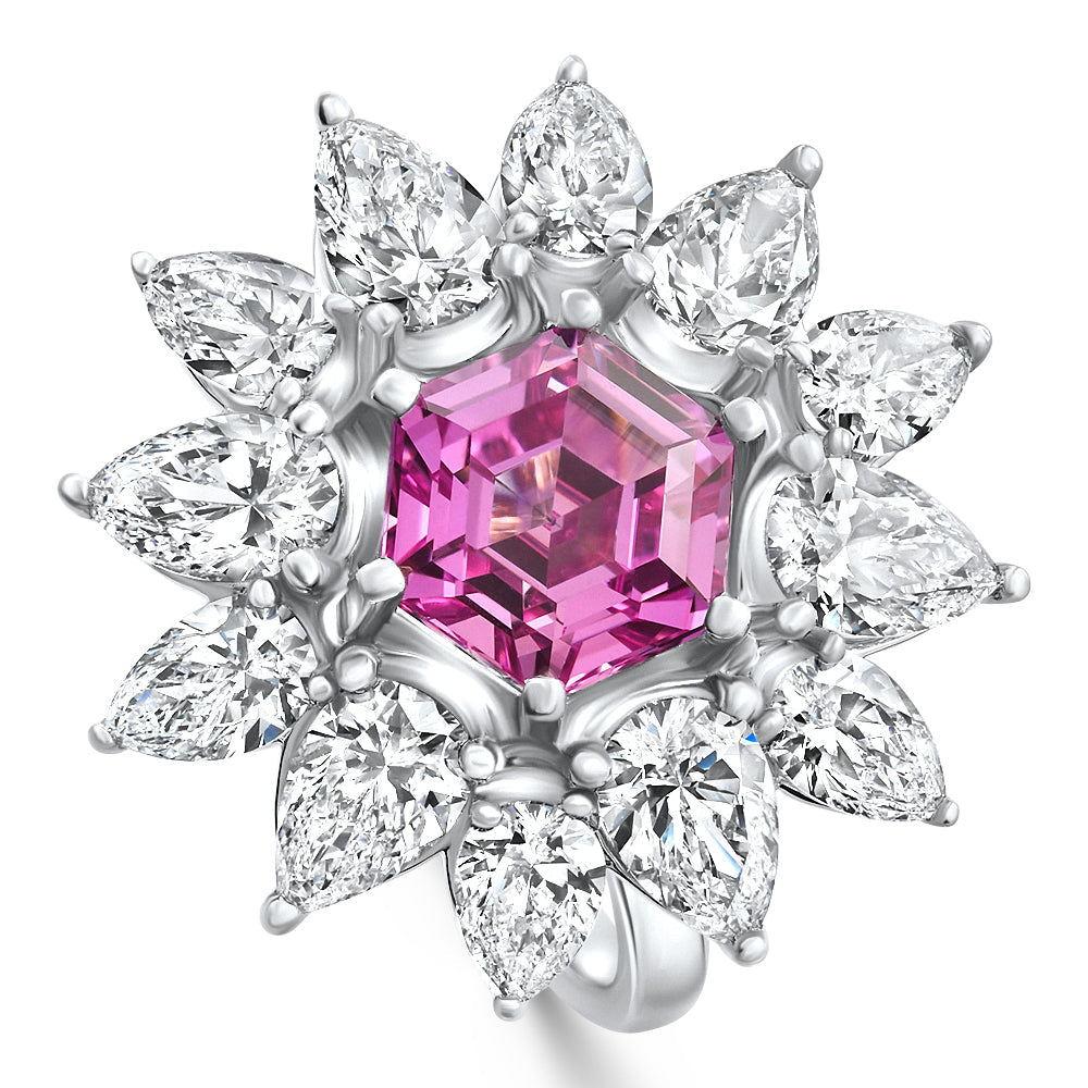 7.18Ct Pink Topaz Diamond Anniversary Ring White Gold Lab Grown