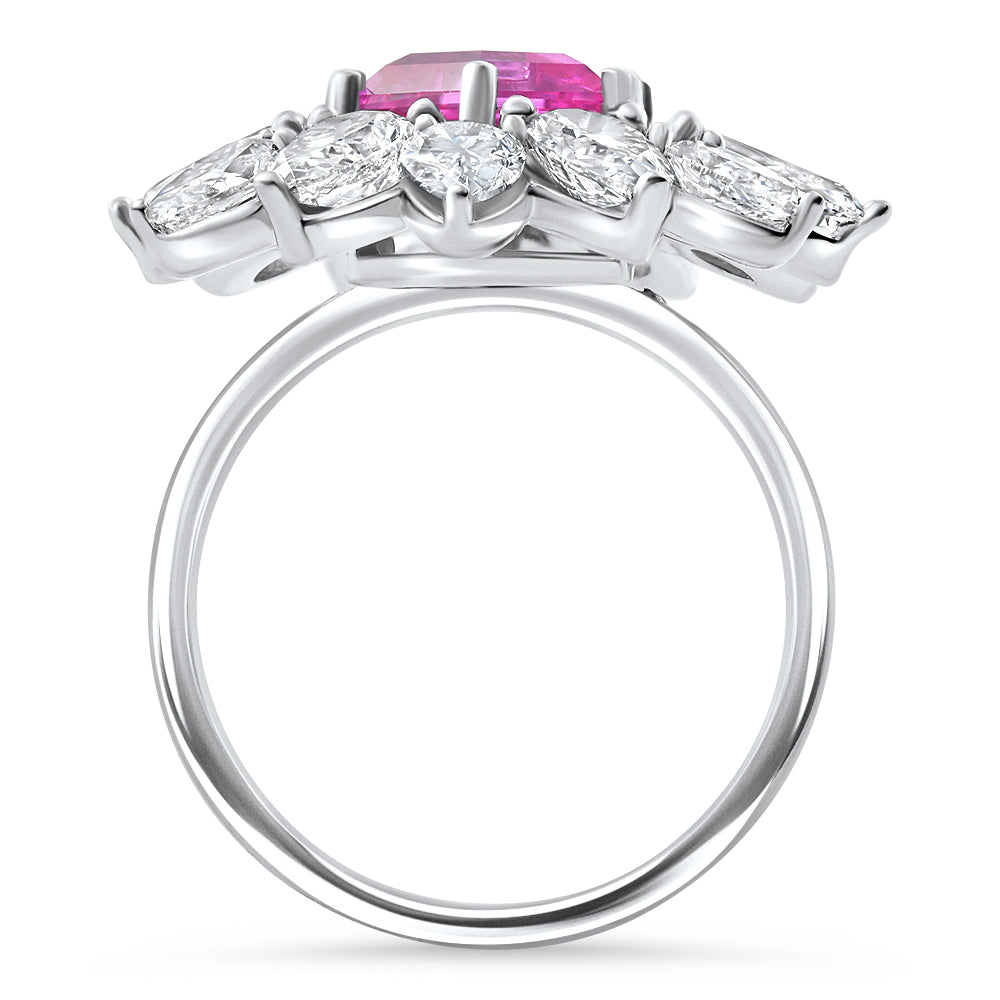 7.18Ct Pink Topaz Diamond Anniversary Ring White Gold Lab Grown