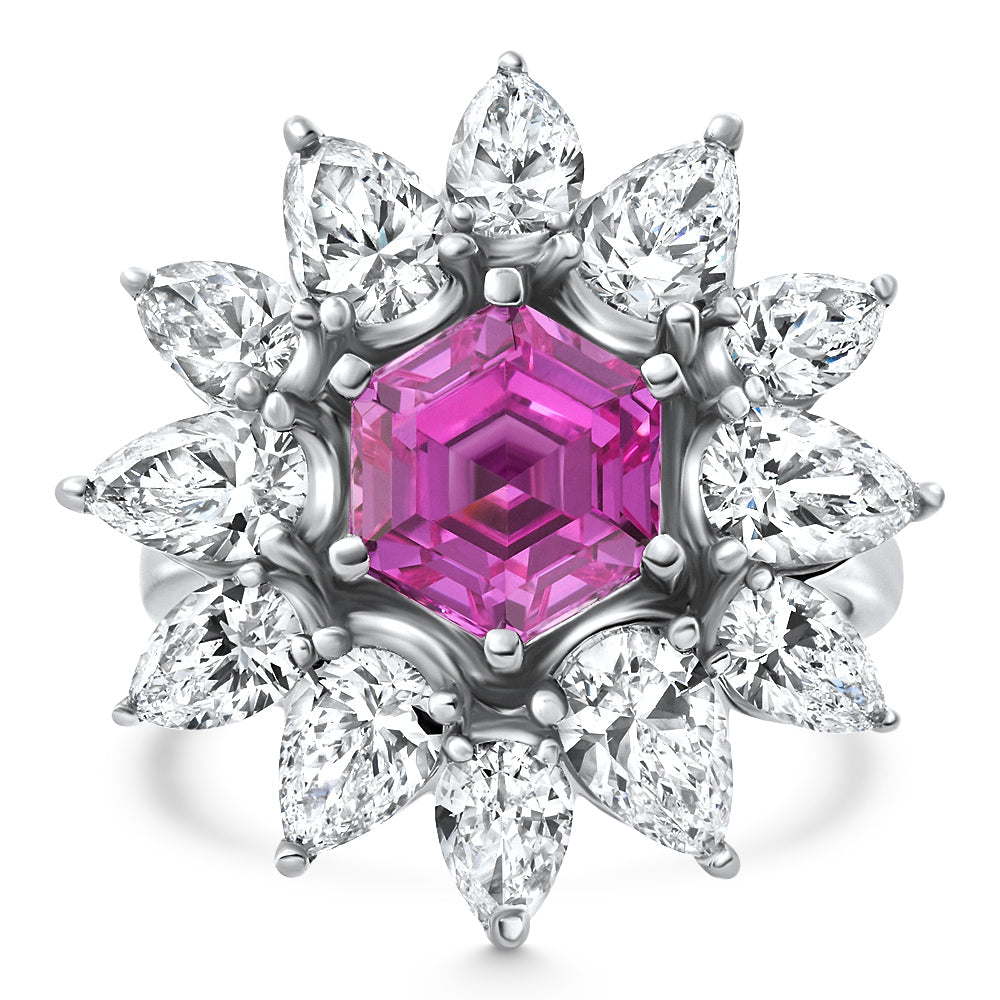 7.18Ct Pink Topaz Diamond Anniversary Ring White Gold Lab Grown