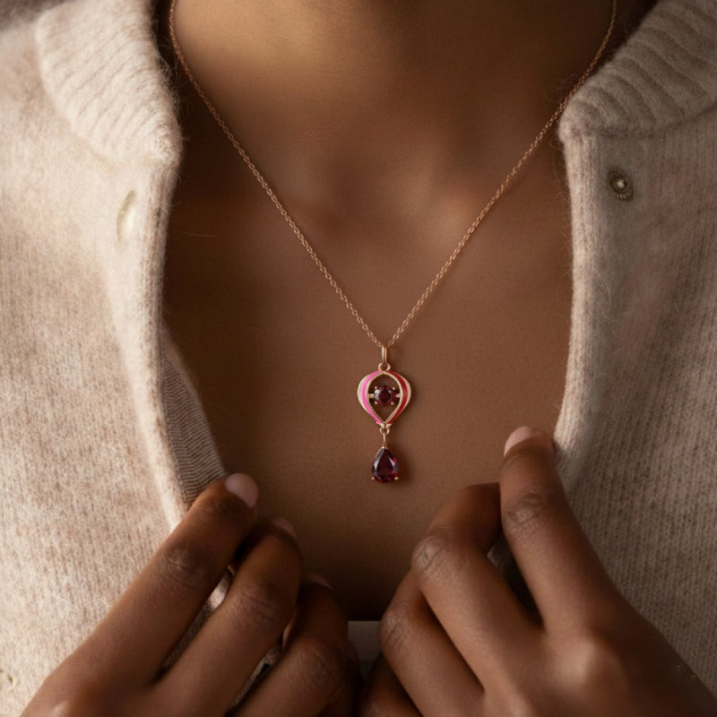 Heart Shaped Pear Cut Garnet Unique Pendant “Thea”