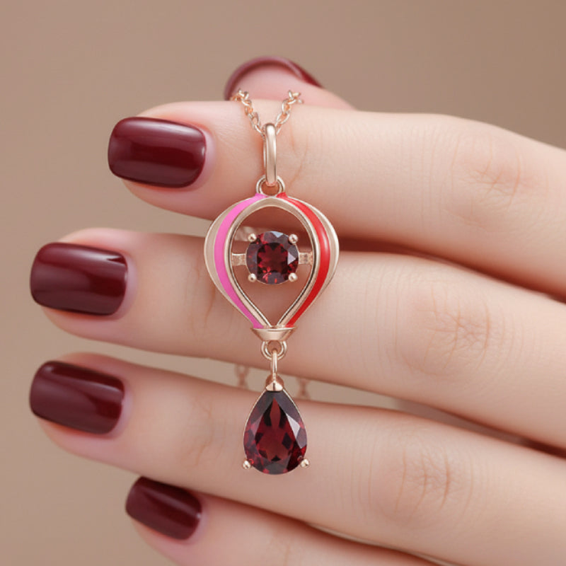 Heart Shaped Pear Cut Garnet Unique Pendant “Thea”