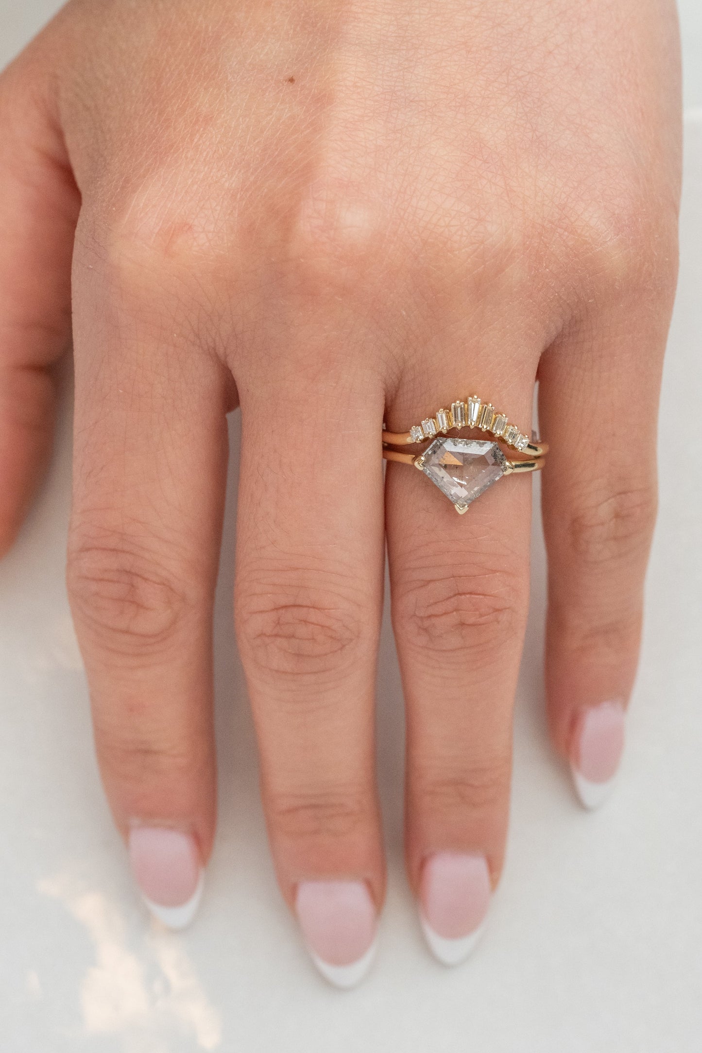 1.61 Carat Salt and Pepper Shield Diamond Engagement Ring, Charlize Setting