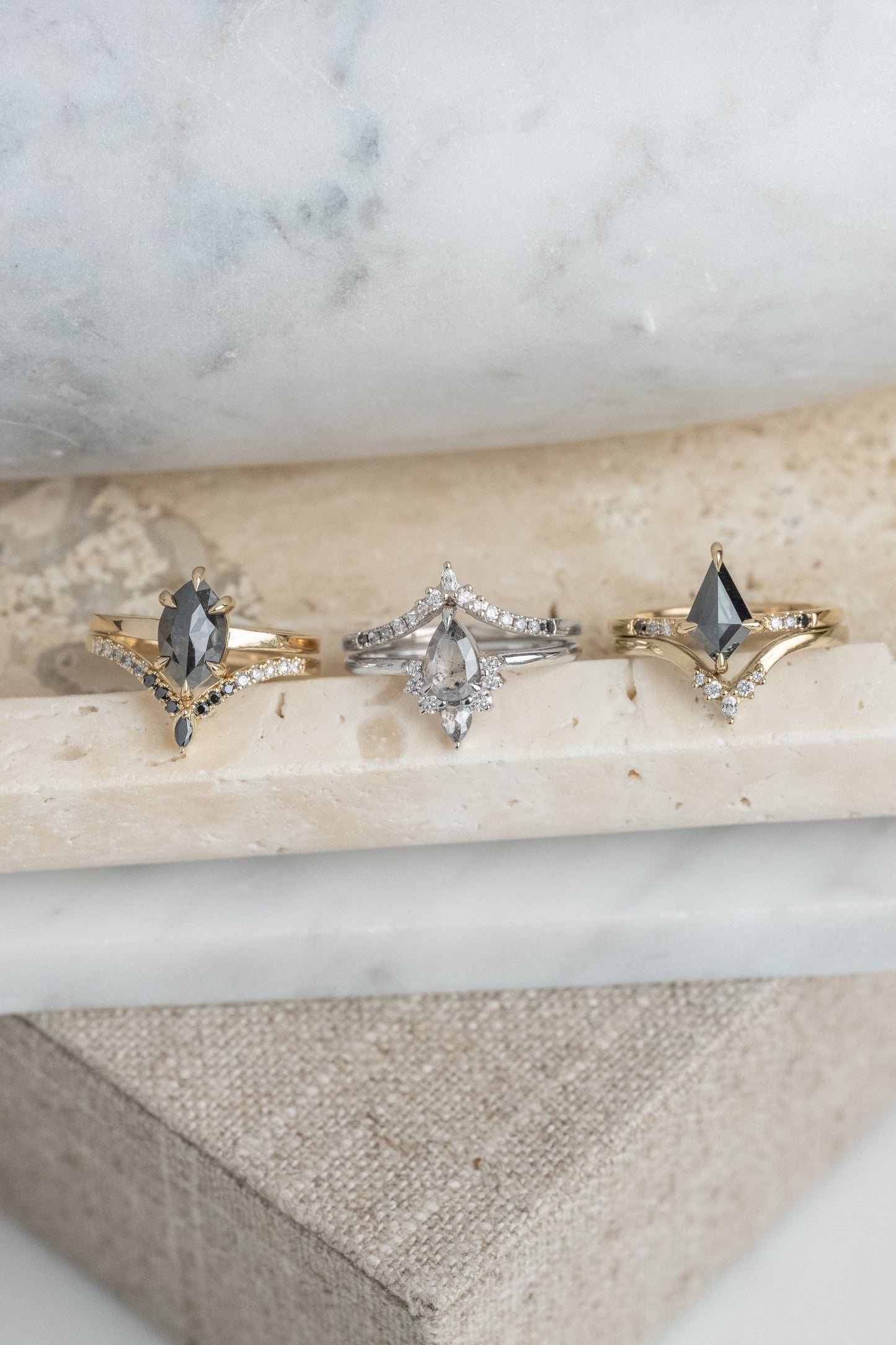 1.11 Carat Salt and Pepper Pear Diamond Engagement Ring, Ava Setting