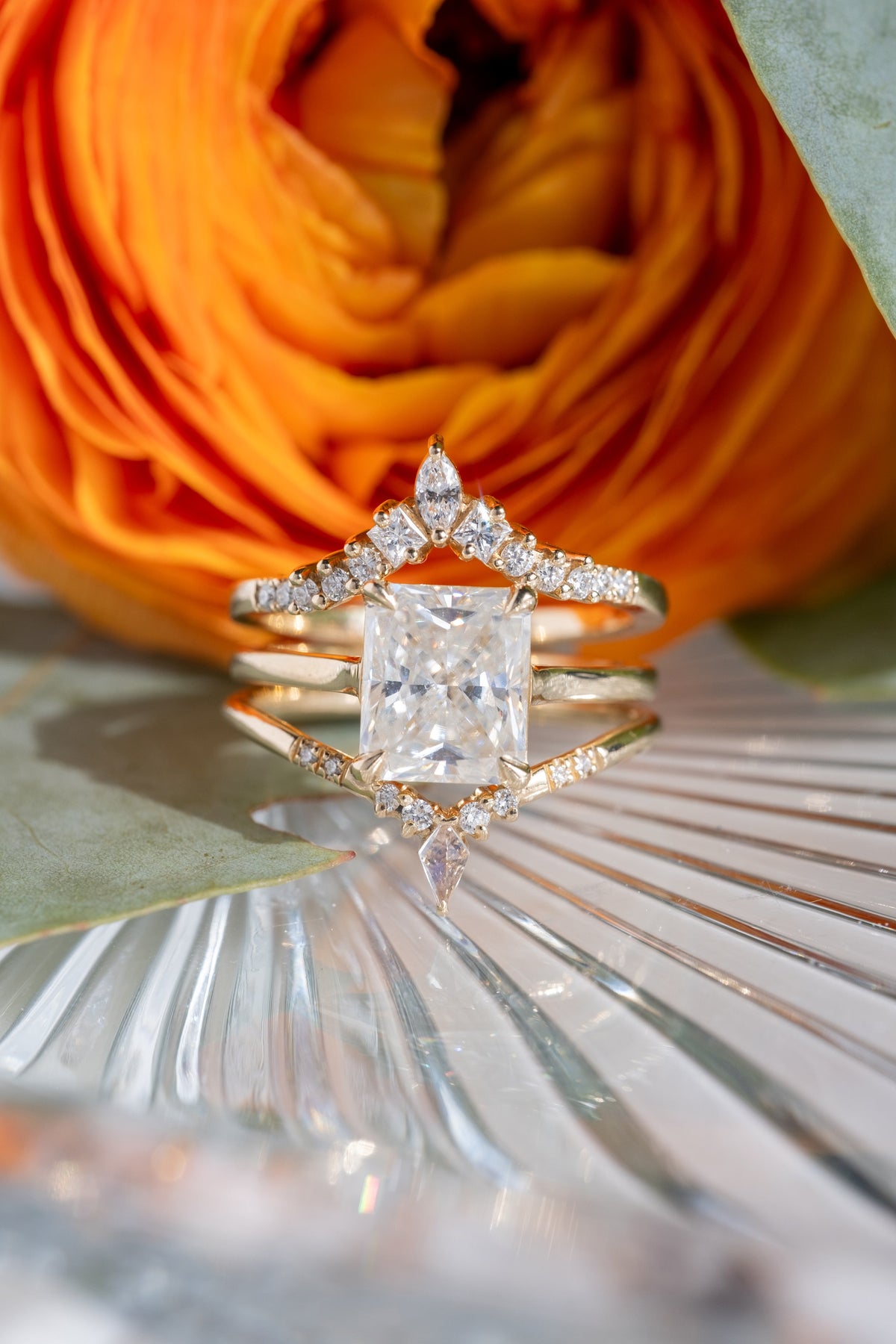 2.10 Carat Radiant Moissanite Engagement Ring, Lark Setting