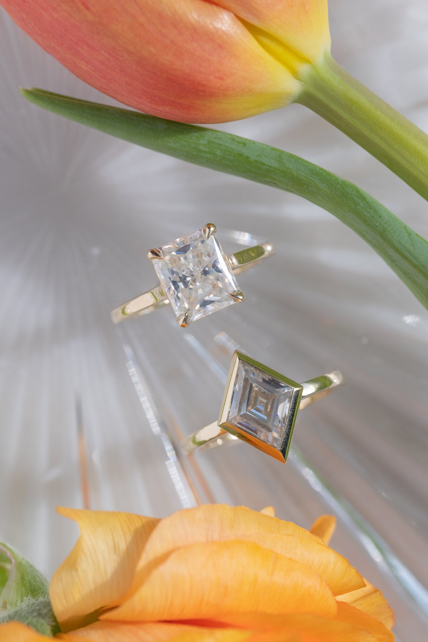 2.10 Carat Radiant Moissanite Engagement Ring, Lark Setting