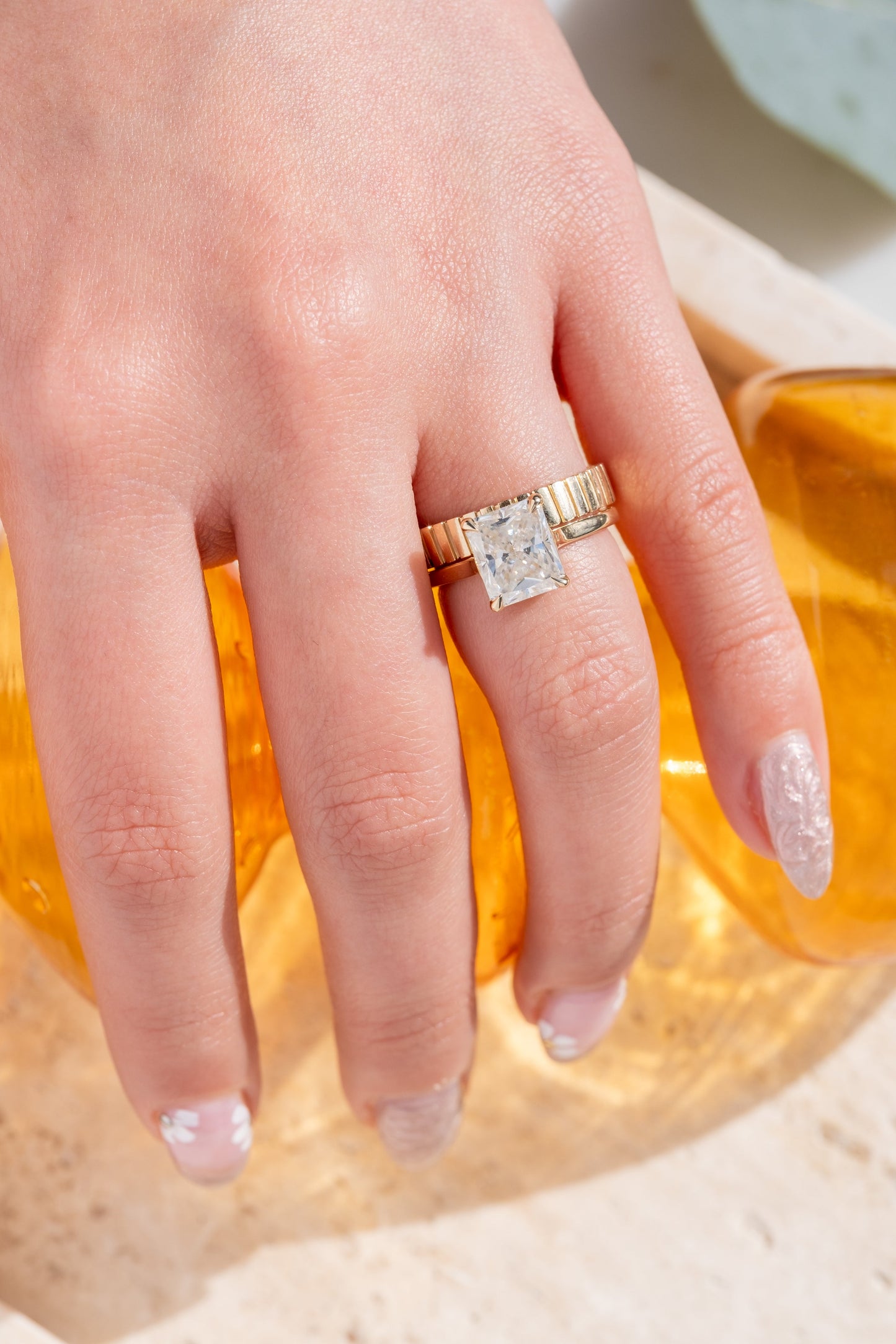 2.10 Carat Radiant Moissanite Engagement Ring, Lark Setting