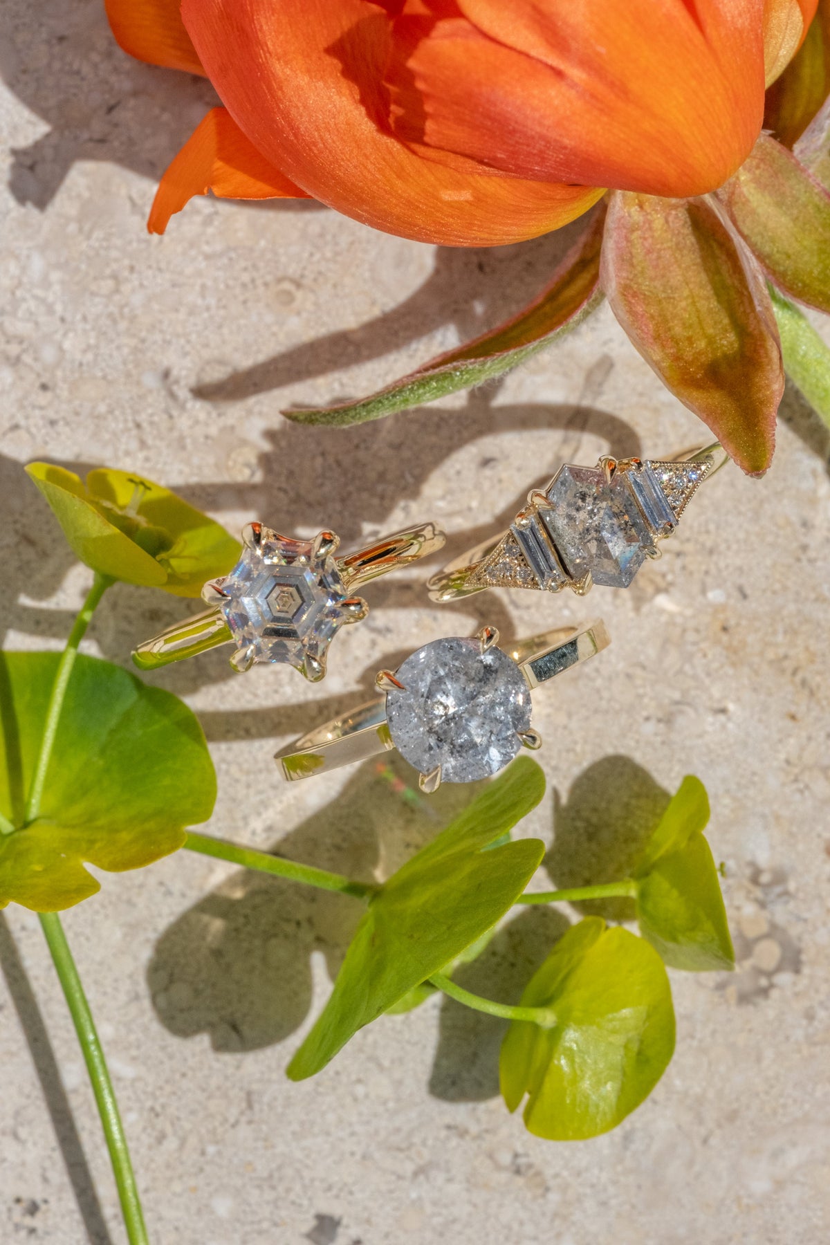 2.02 Carat Hexagon Moissanite Engagement Ring, Madeline Setting