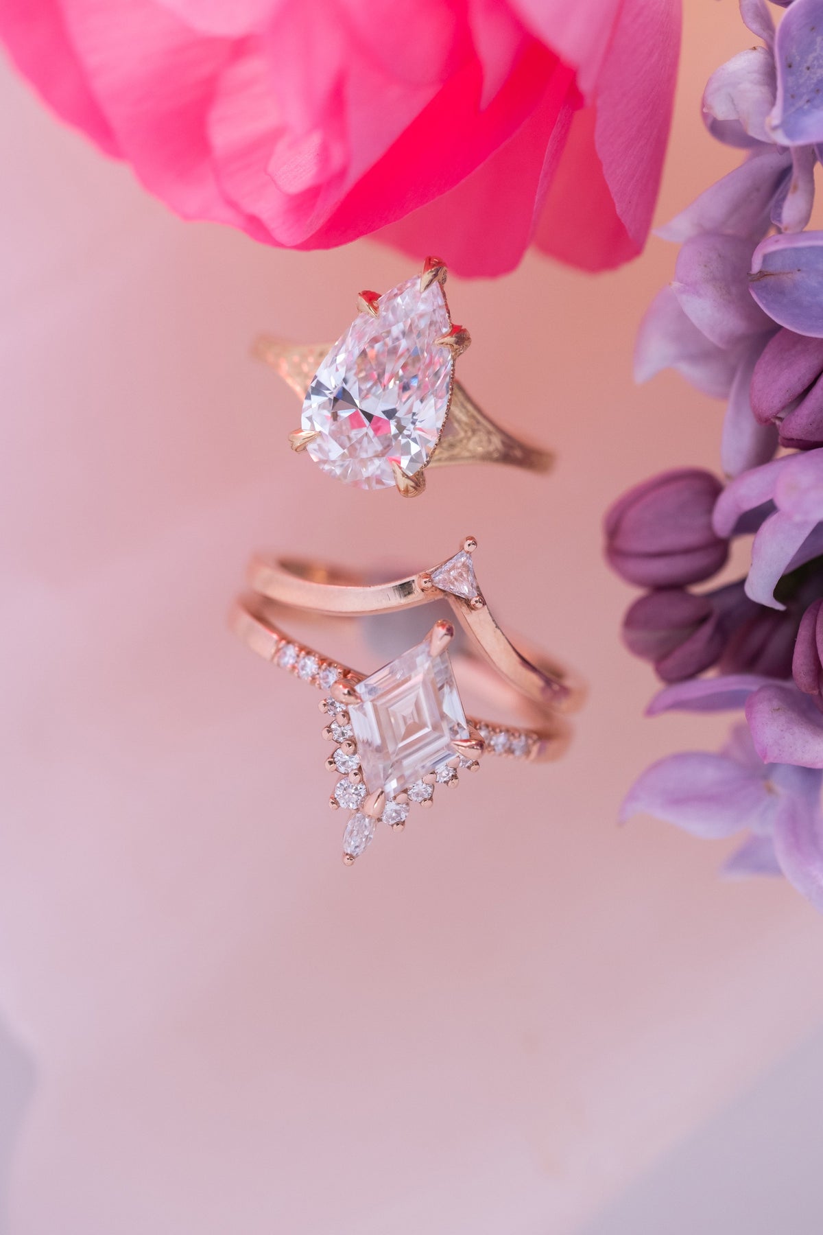 1.68 Carat Lozenge Moissanite Engagement Ring, Avaline Setting