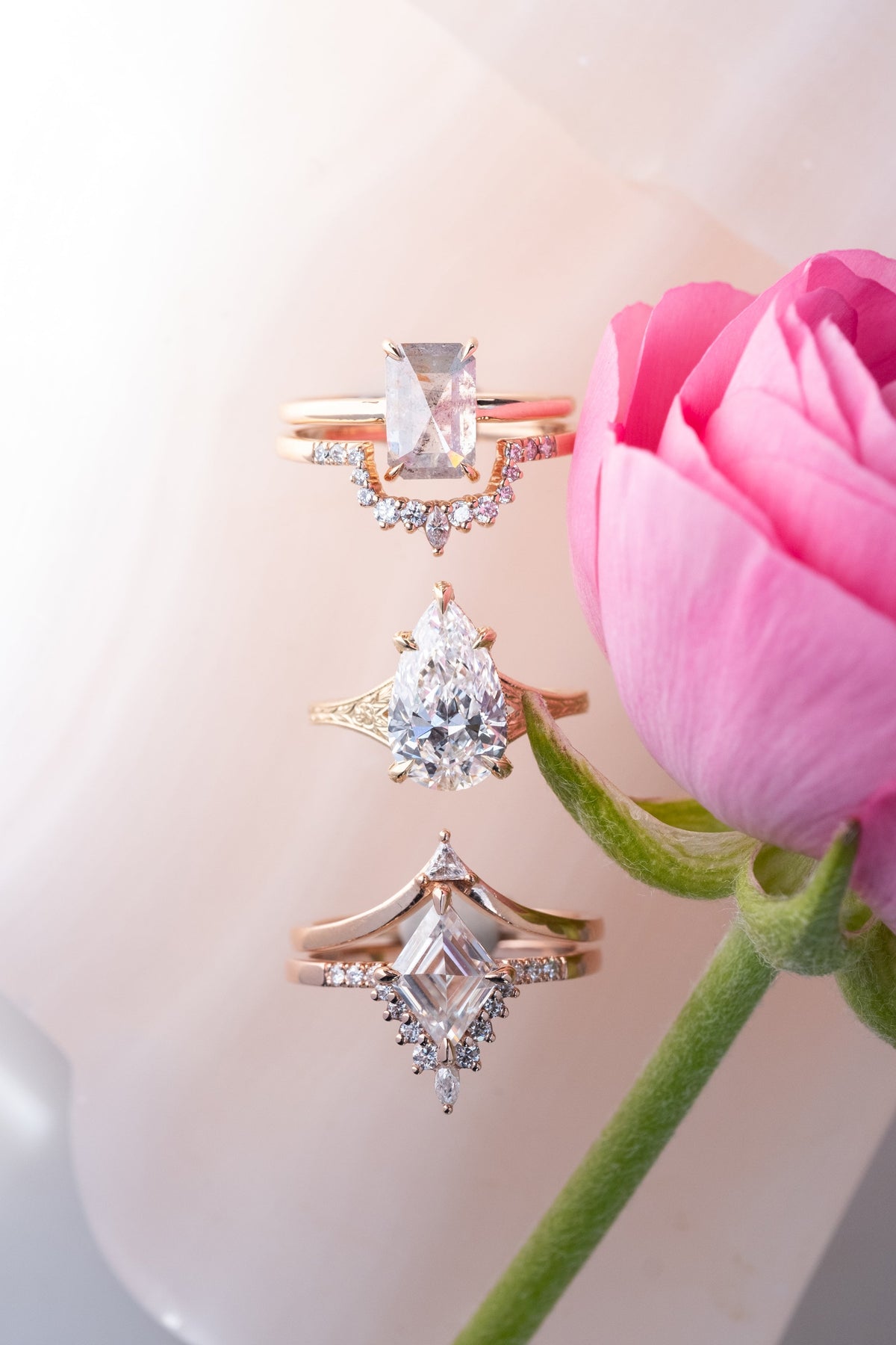 1.68 Carat Lozenge Moissanite Engagement Ring, Avaline Setting