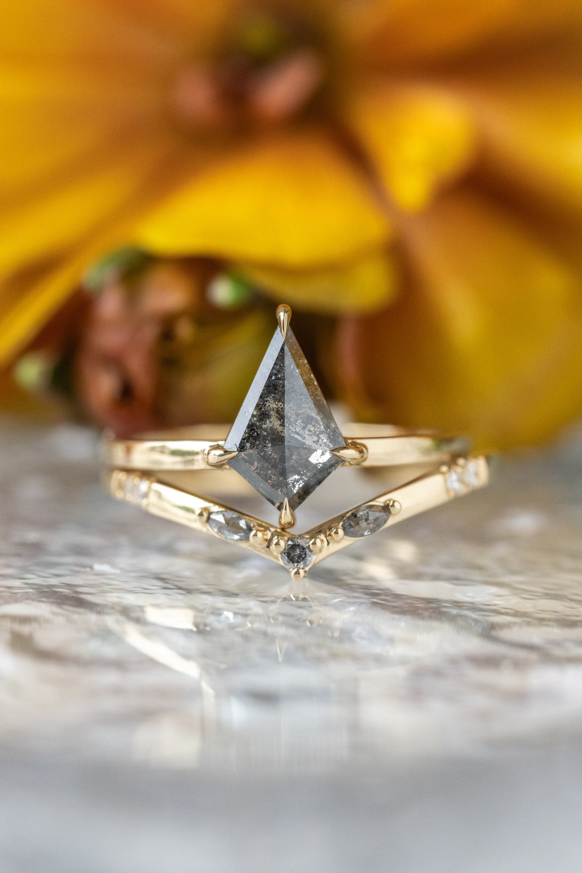 1.15 Carat Black Kite Diamond Engagement Ring, Jane Setting
