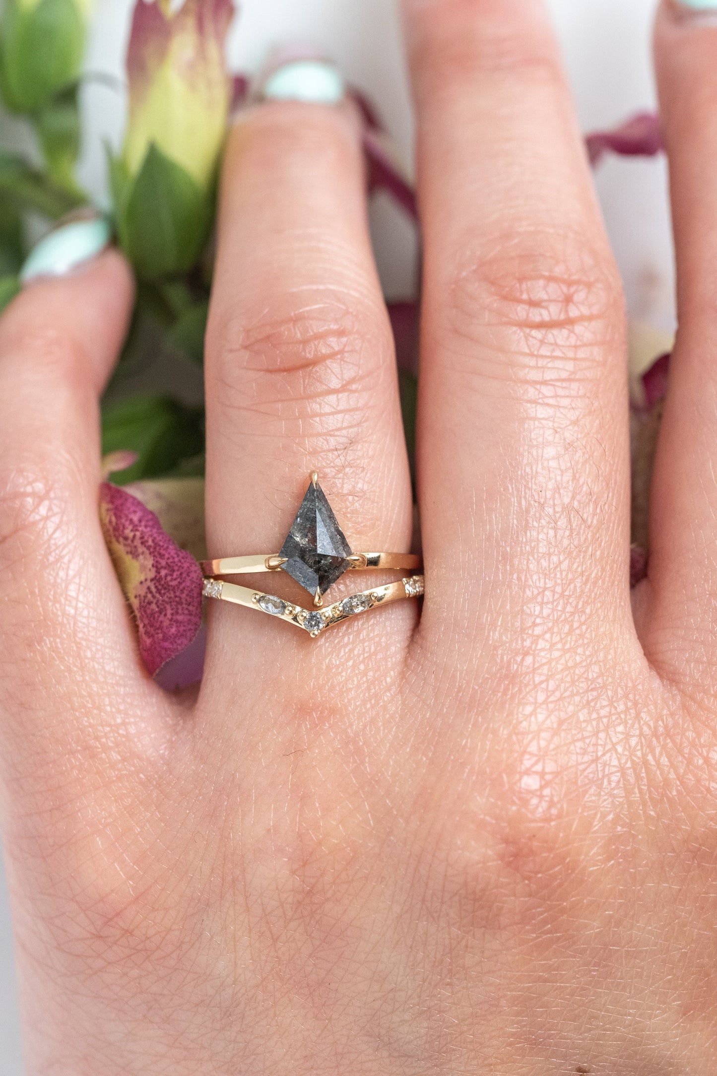 1.15 Carat Black Kite Diamond Engagement Ring, Jane Setting