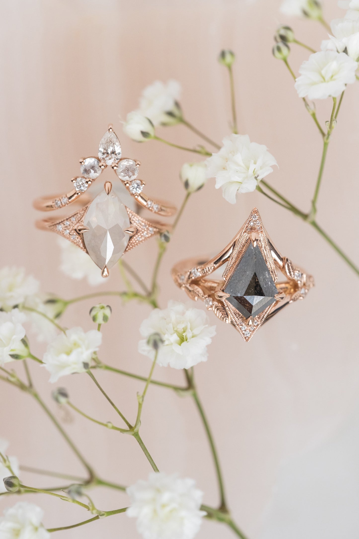 1.88 Carat Icy White Marquise Diamond Engagement Ring, Aela Setting, 14K Rose Gold
