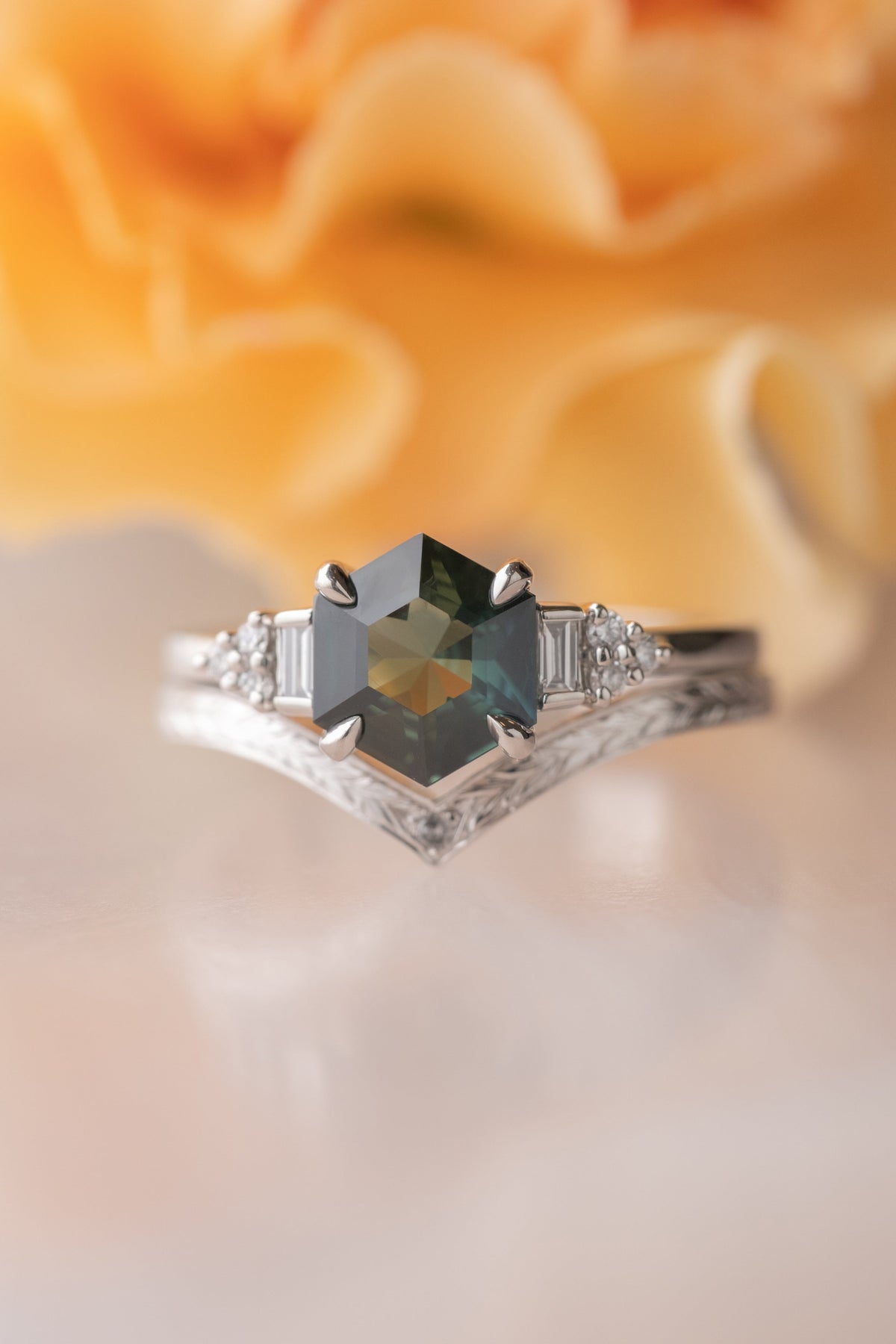 Viola Wedding Ring, 1 Salt and Pepper Diamond