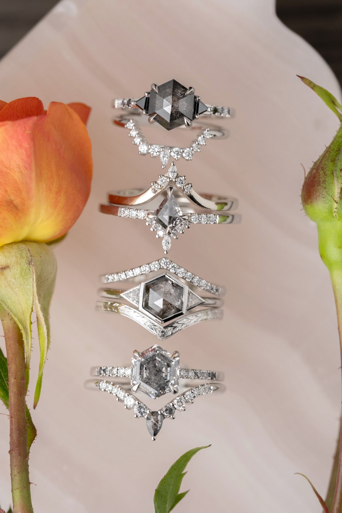 Viola Wedding Ring, 1 Salt and Pepper Diamond