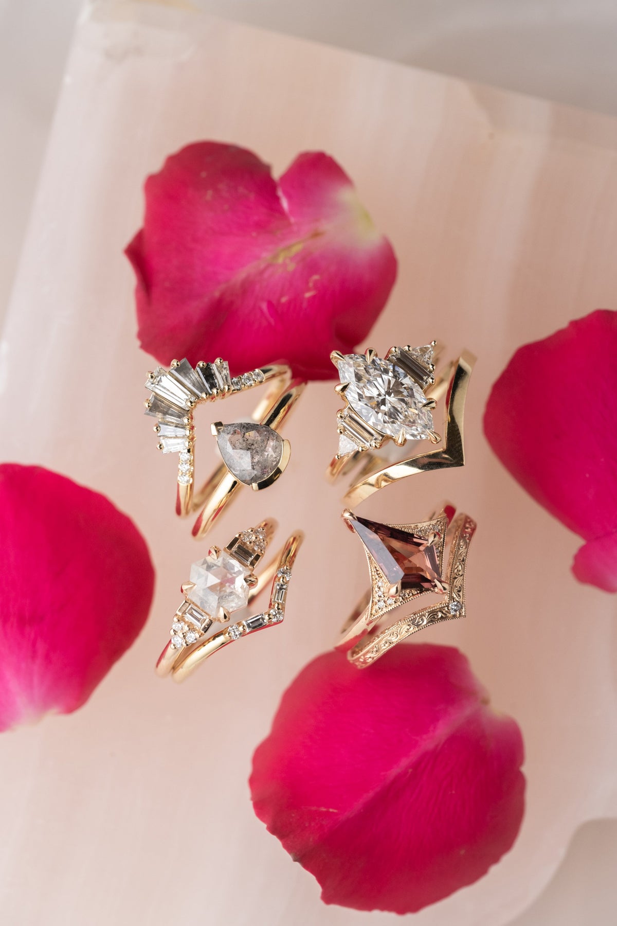 1.70 Carat Marquise Moissanite and Diamond Engagement Ring, Beatrice Setting
