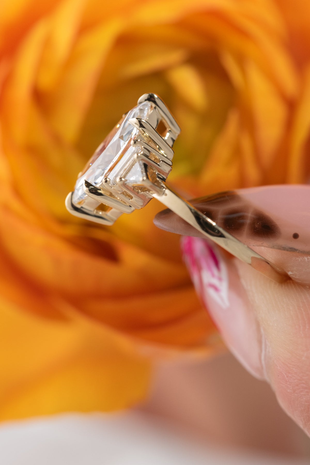 1.70 Carat Marquise Moissanite and Diamond Engagement Ring, Beatrice Setting