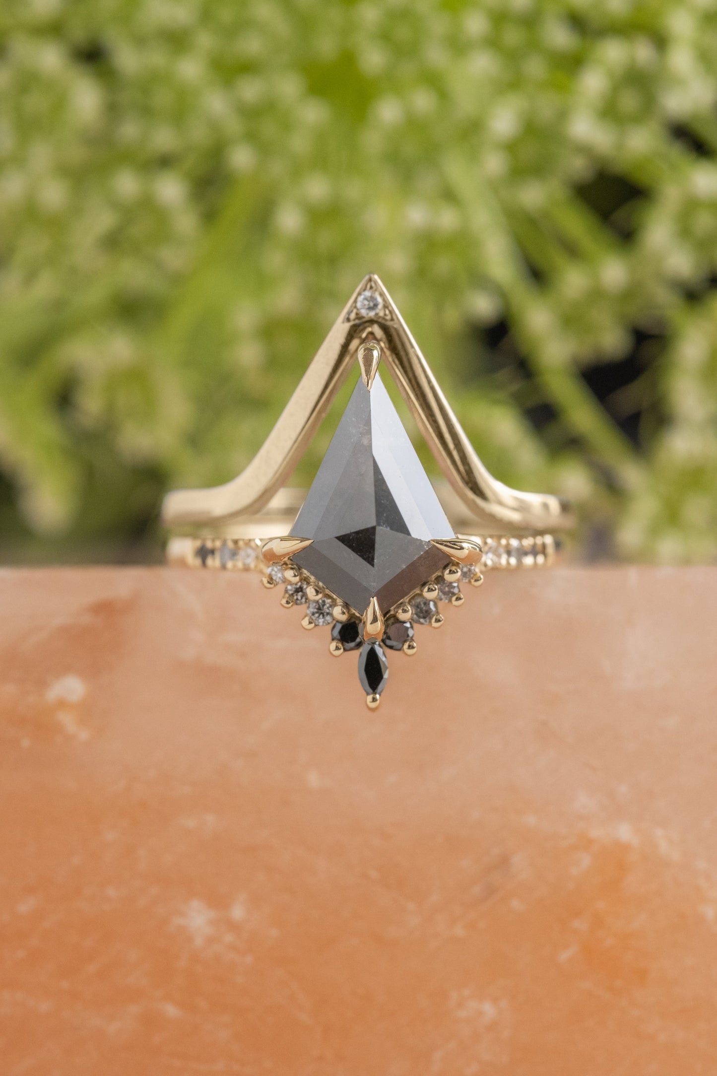2.16 Carat Black Kite Diamond Engagement Ring, Ombre Avaline Setting