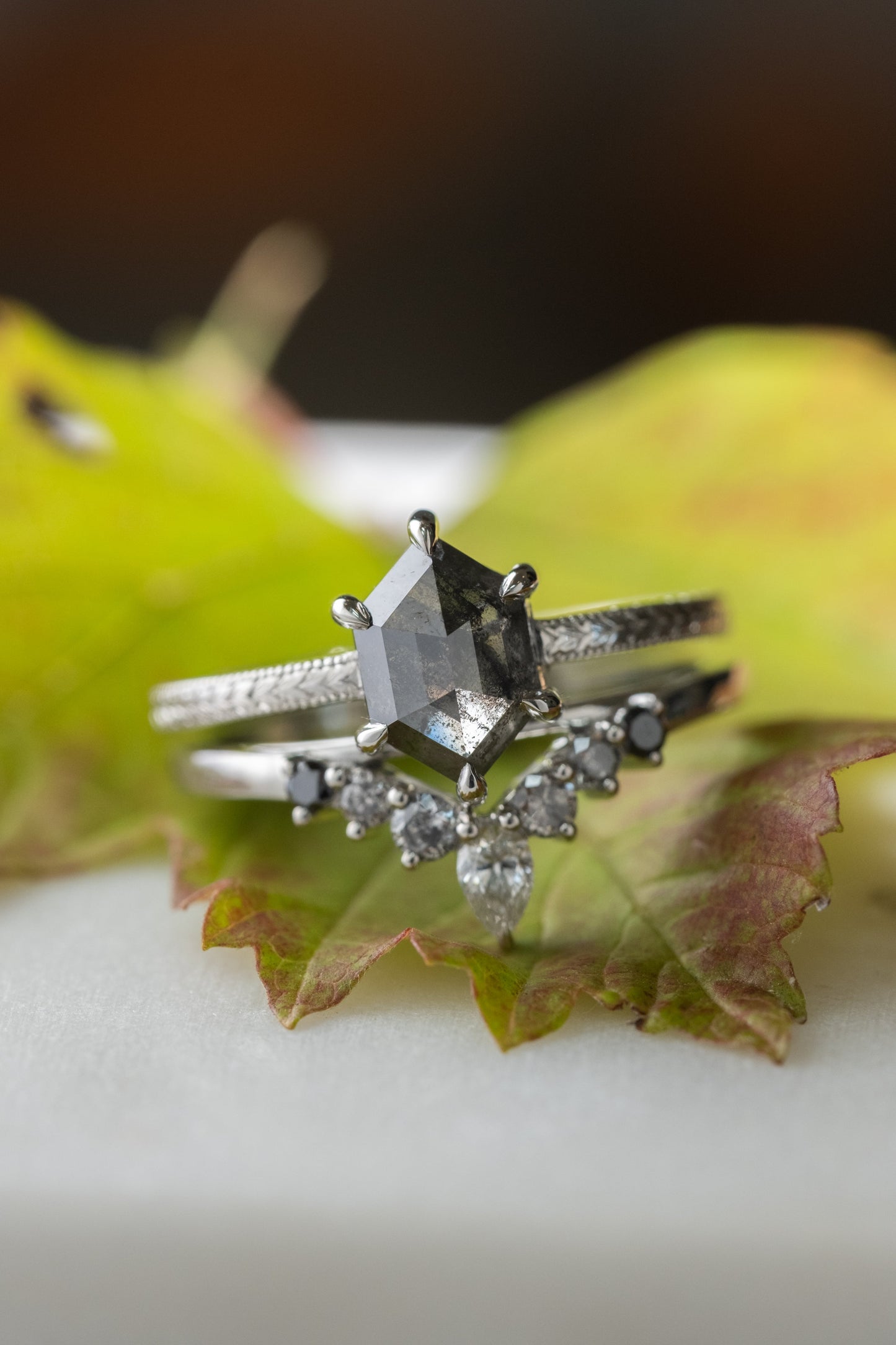Cassie Wedding Ring, 7 Ombre Diamond, Loaf Band