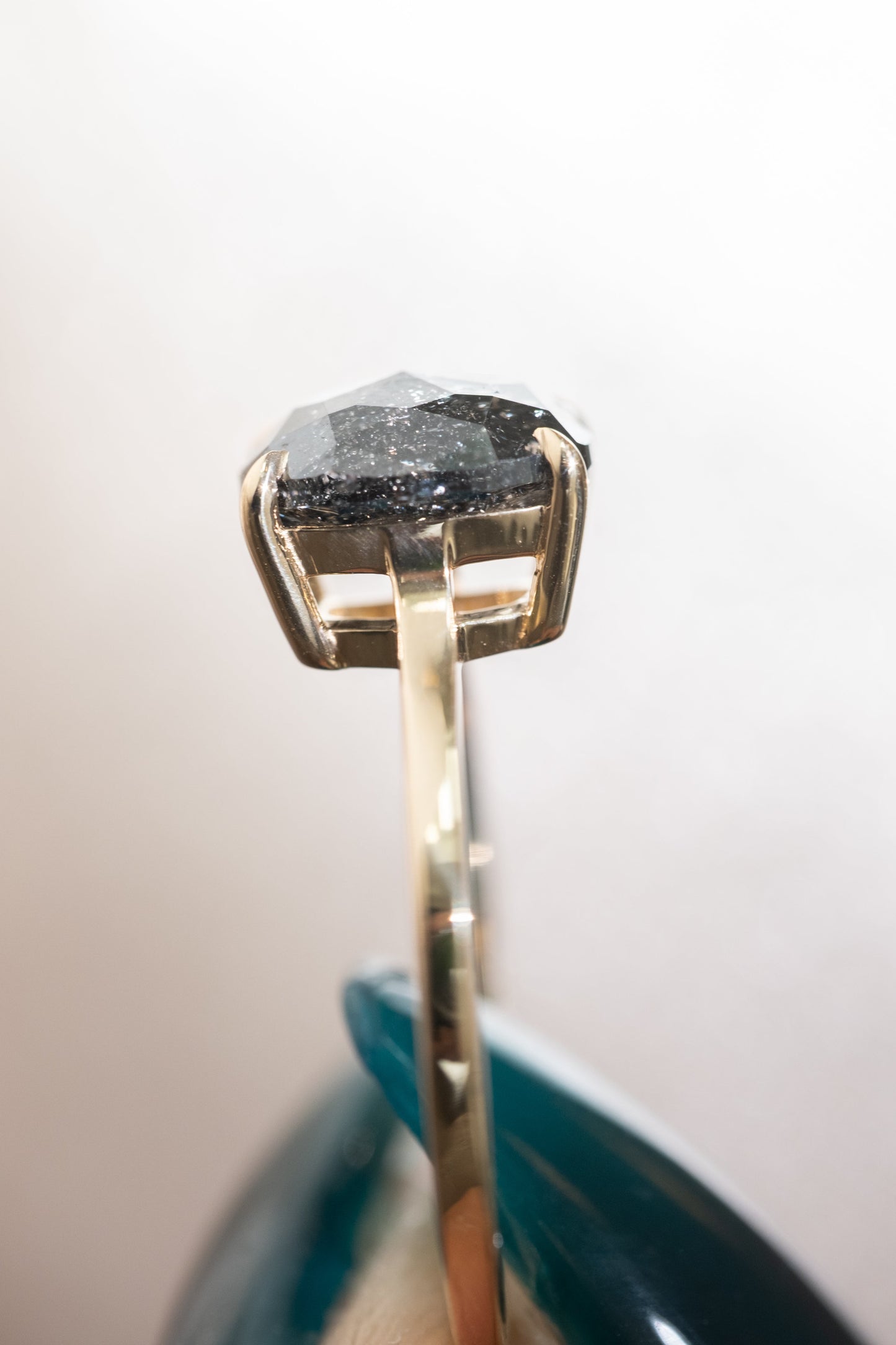 2.97 Carat Black Salt and Pepper Oval Diamond Engagement Ring, Lark Setting