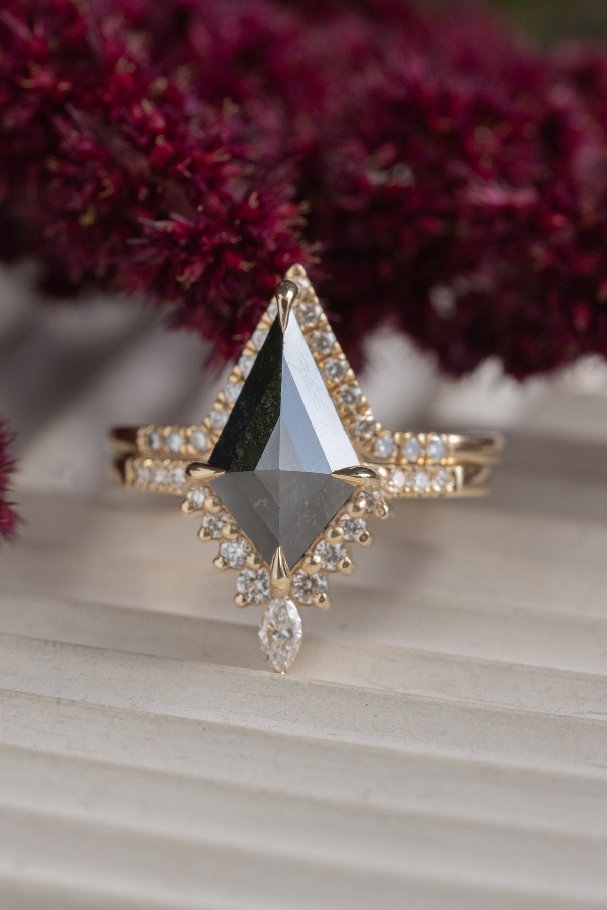 2.13 Carat Black Kite Diamond Engagement Ring, Avaline Setting