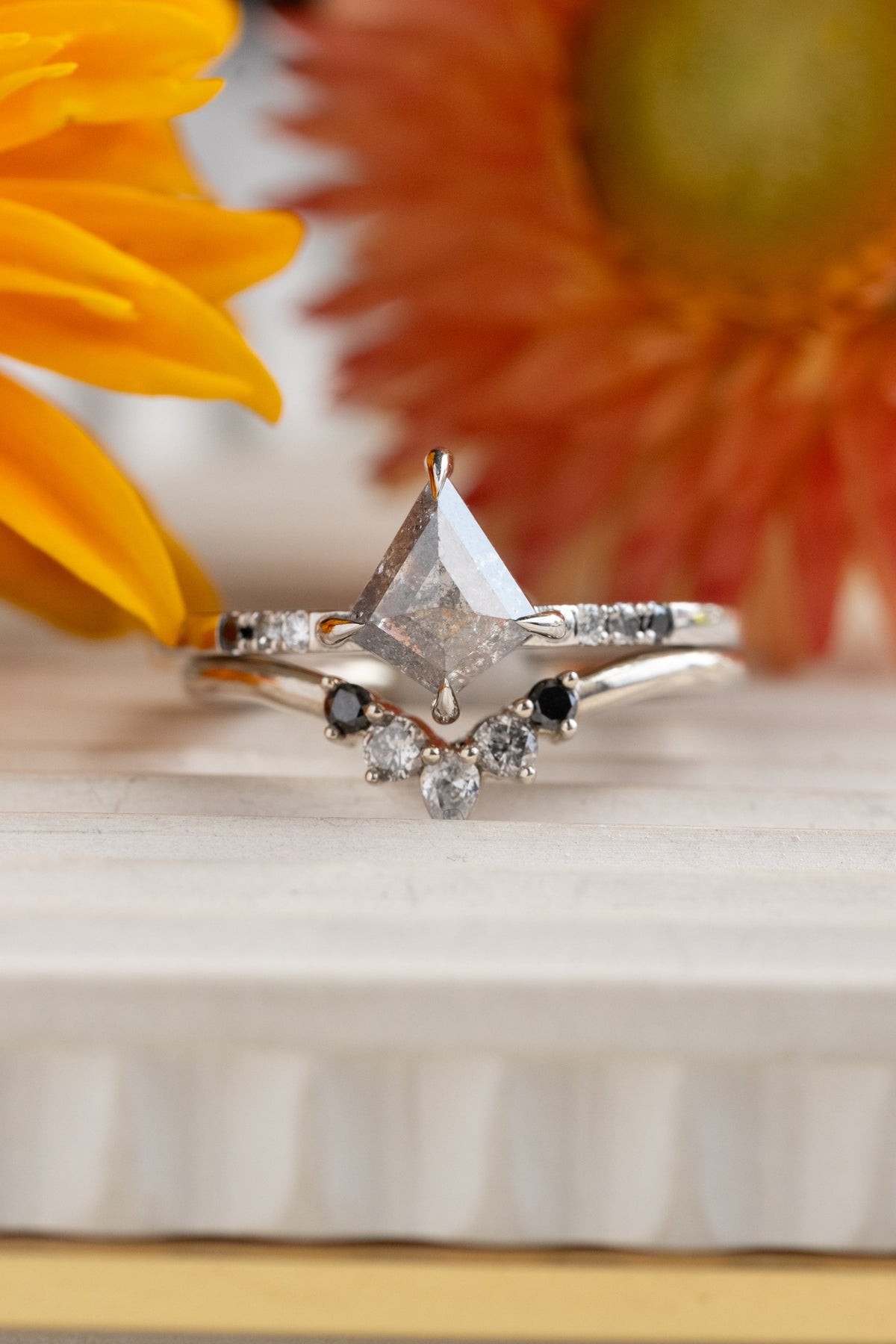 Cassie Wedding Ring, 5 Ombre Diamond, Round Band
