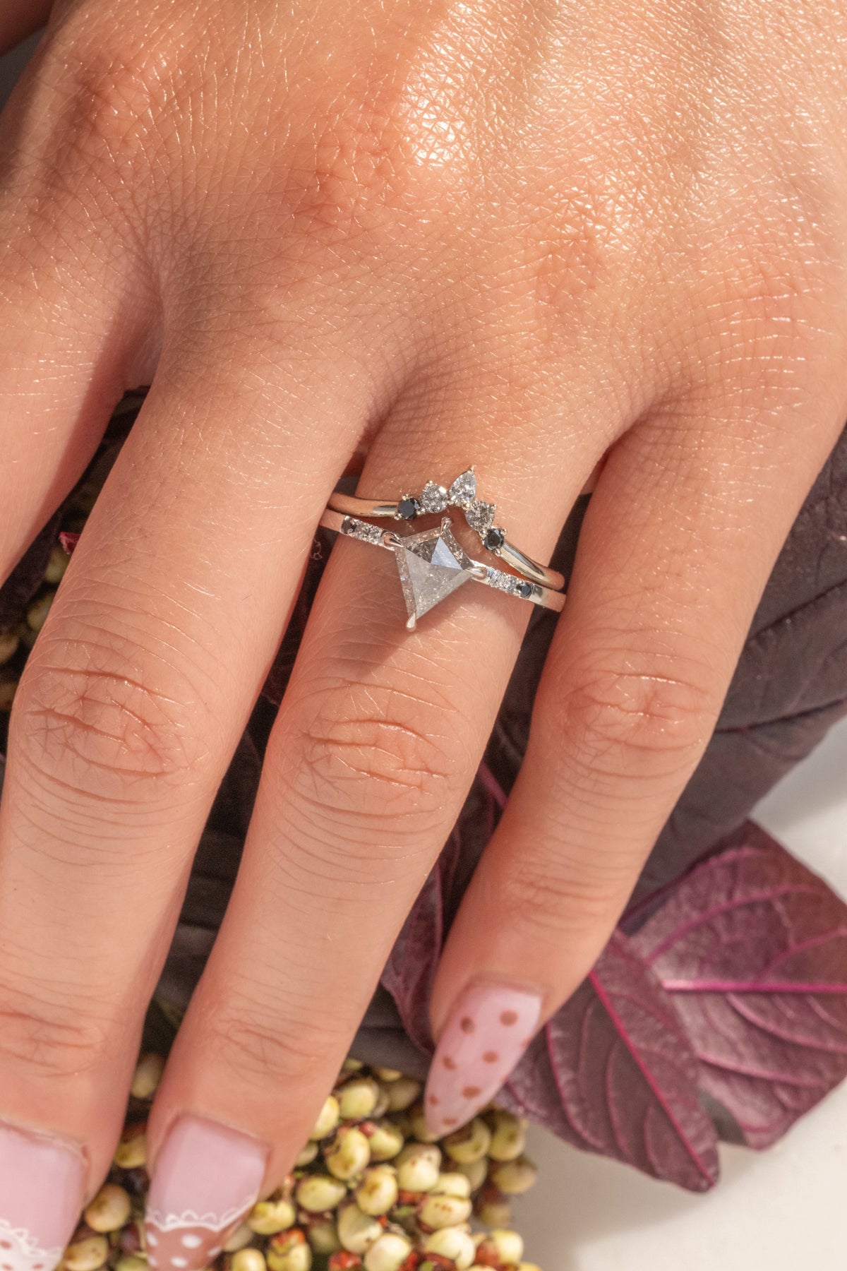 Cassie Wedding Ring, 5 Ombre Diamond, Round Band