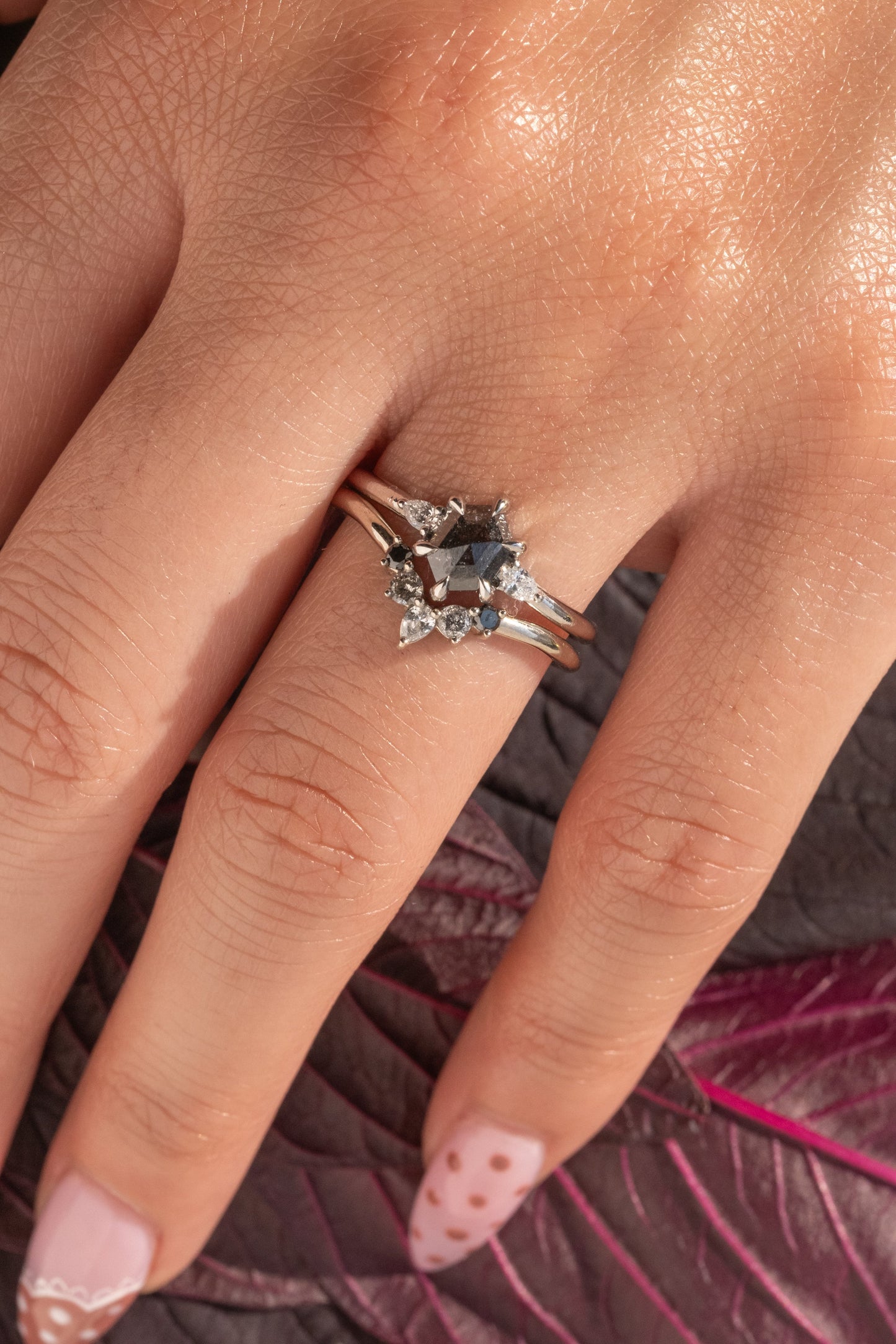 Cassie Wedding Ring, 5 Ombre Diamond, Round Band