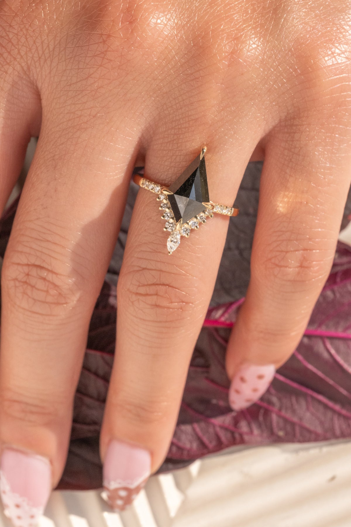 2.13 Carat Black Kite Diamond Engagement Ring, Avaline Setting
