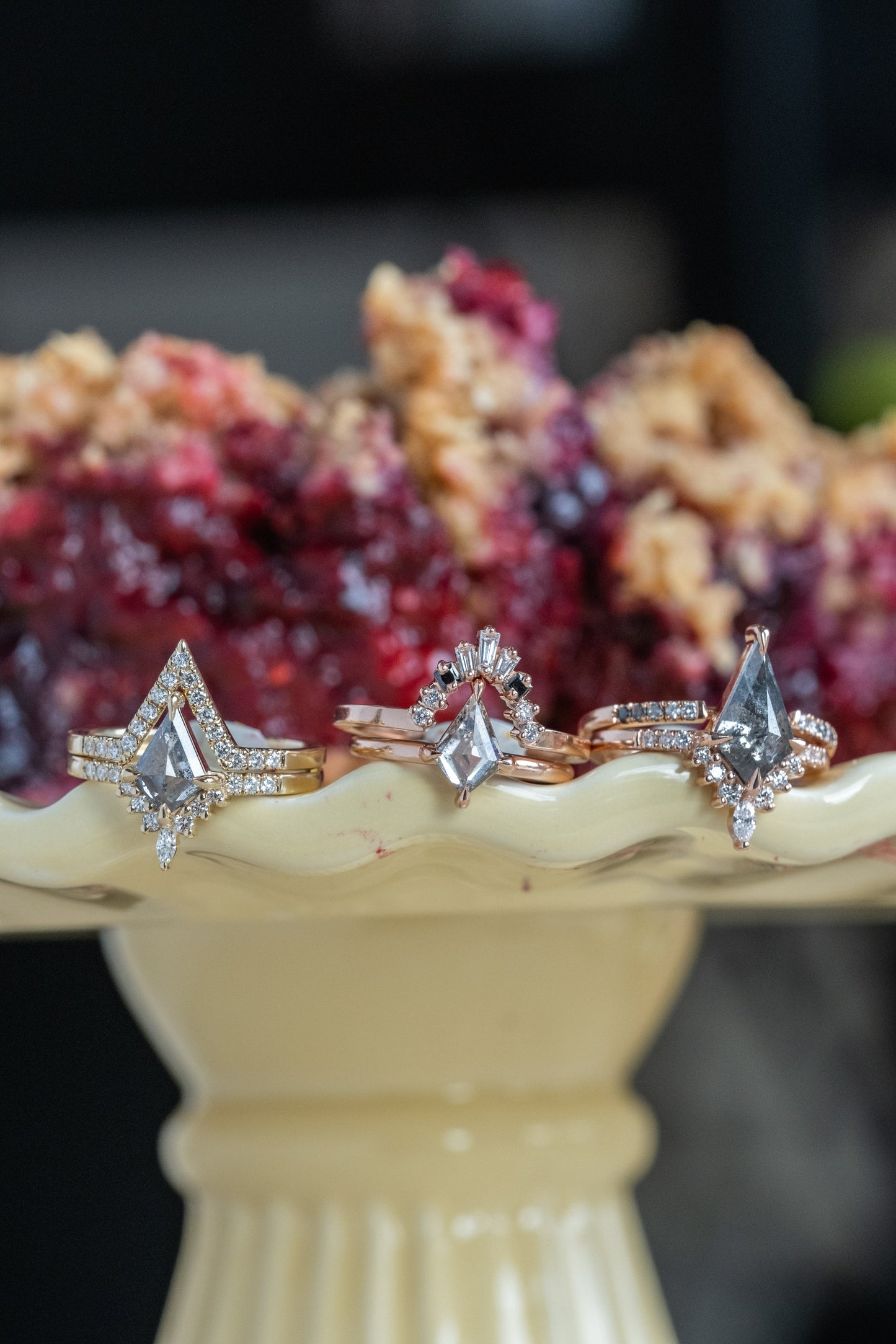 .95 Carat Salt and Pepper Kite Diamond Engagement Ring, Avaline Setting